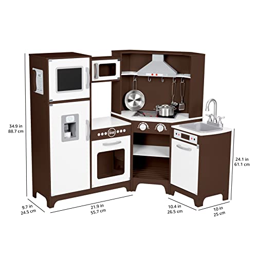 Amazon Basics Kids Kitchen Set, Play Kitchen Toy Playset for Toddlers, Preschoolers, 39"L x 11.8"W x 39"H, White & Gray