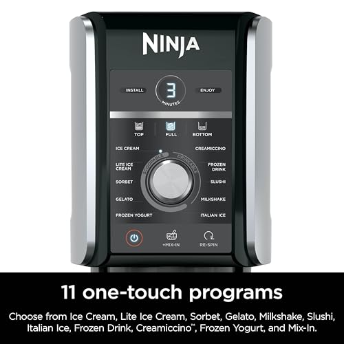 Ninja NC301 CREAMi Ice Cream Maker, for Gelato, Mix-ins, Milkshakes, Sorbet, Smoothie Bowls & More, 7 One-Touch Programs, with (2) Pint Containers & Lids, Compact Size, Perfect for Kids, Silver