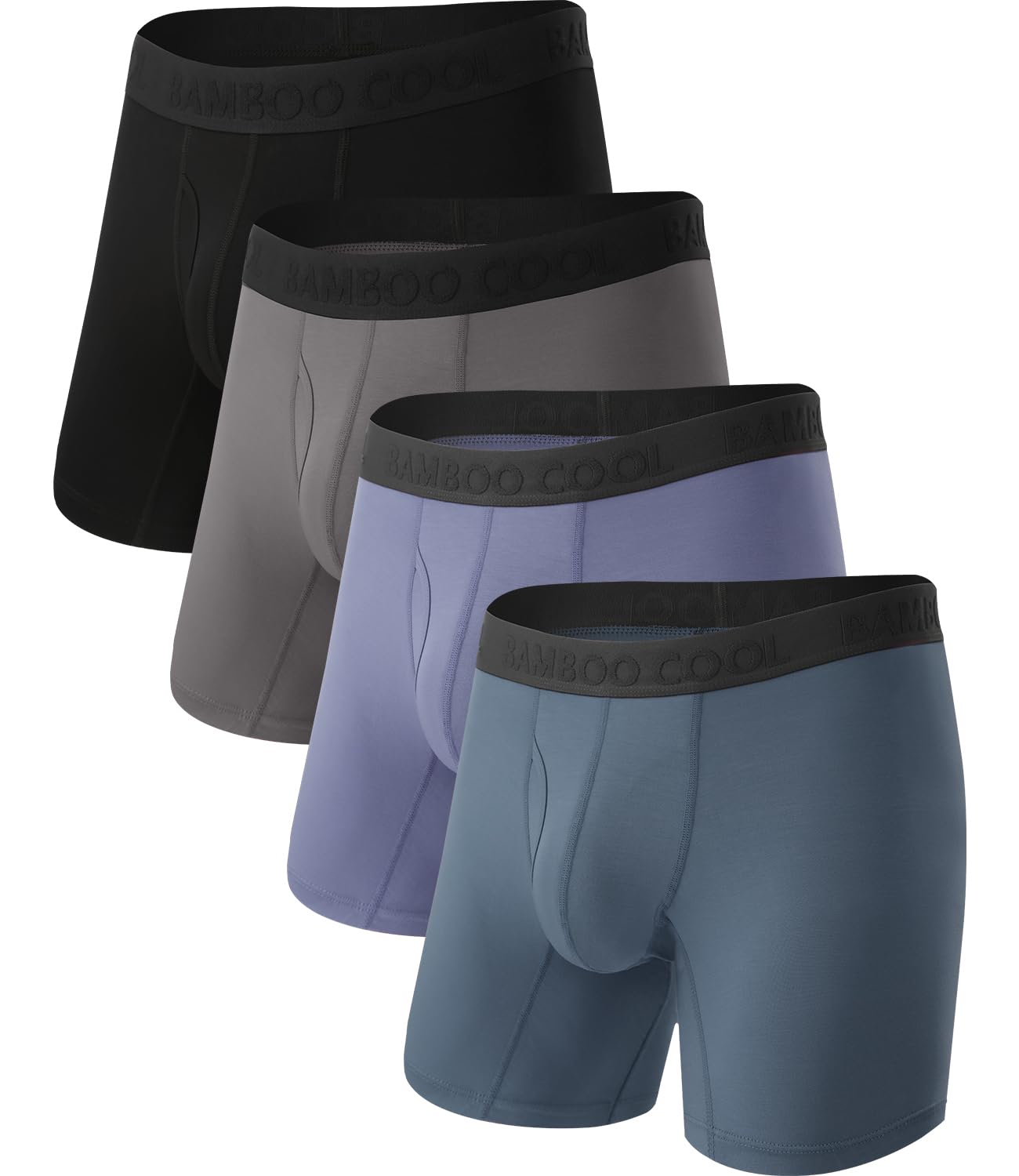 BAMBOO COOL Men's Ultra Breathable Underwear,No Riding Up Boxer Briefs with ComfortFlexible Waistband,Multipack