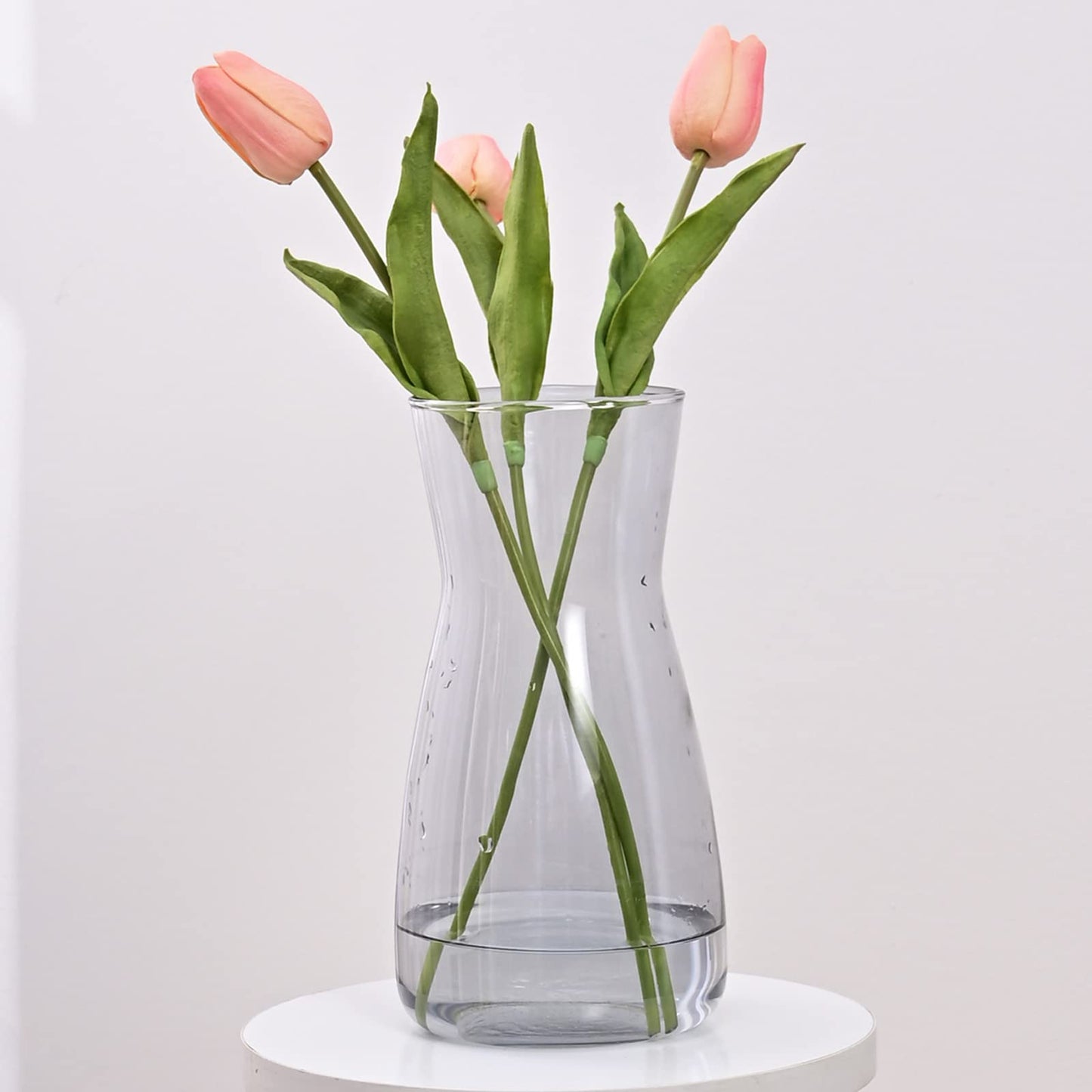 8 inch Clear Glass Flower Vases for Centerpiece Table Home Indoor Desk Decor,Ins Modern Boho Style Vase for Wedding Housewarming Gift
