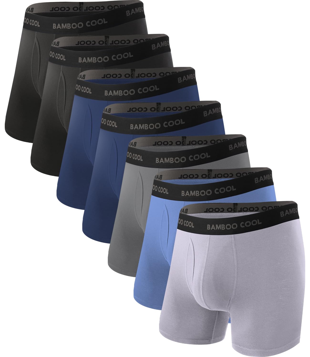 BAMBOO COOL Men's Ultra Breathable Underwear,No Riding Up Boxer Briefs with ComfortFlexible Waistband,Multipack