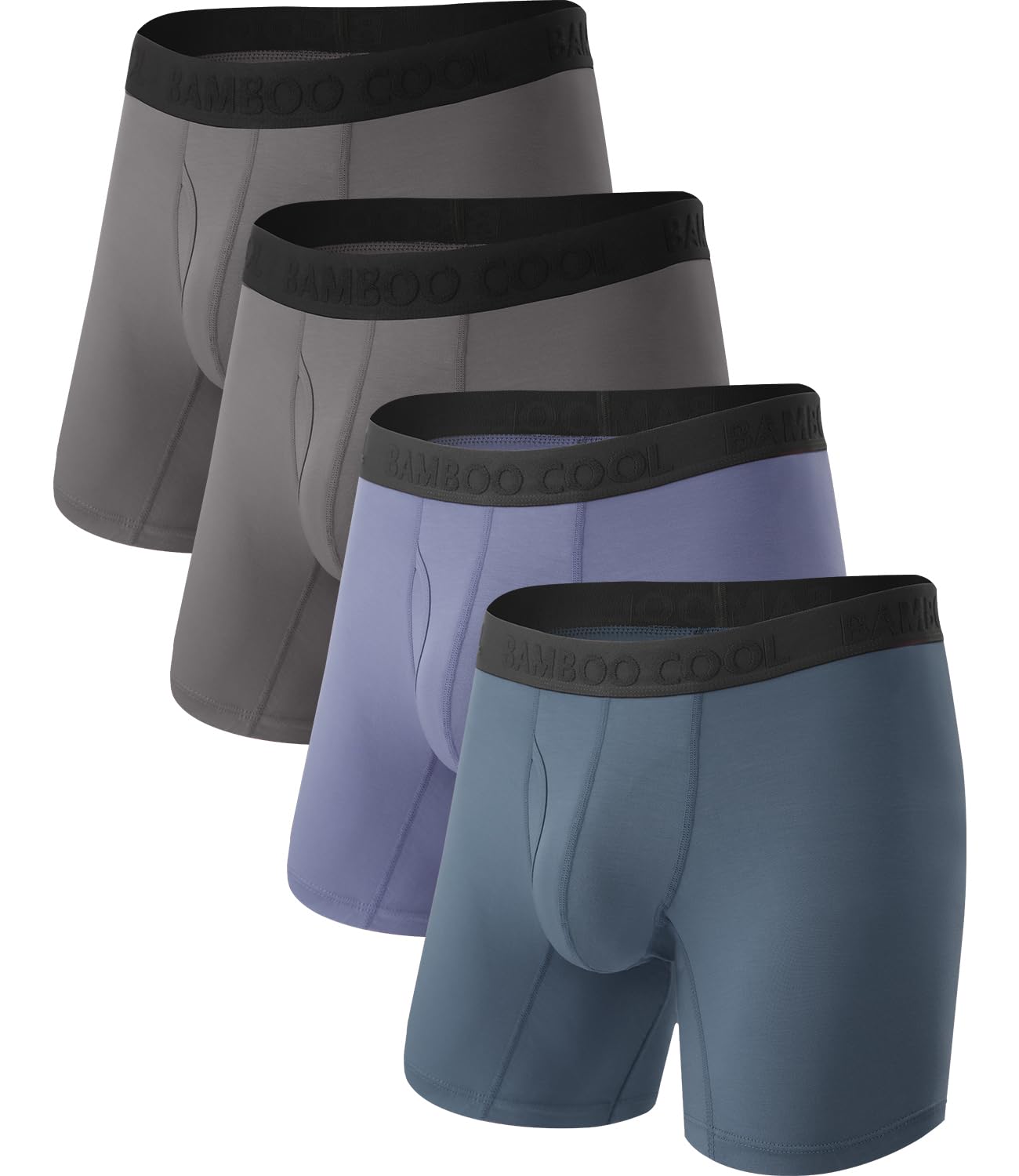 BAMBOO COOL Men's Ultra Breathable Underwear,No Riding Up Boxer Briefs with ComfortFlexible Waistband,Multipack