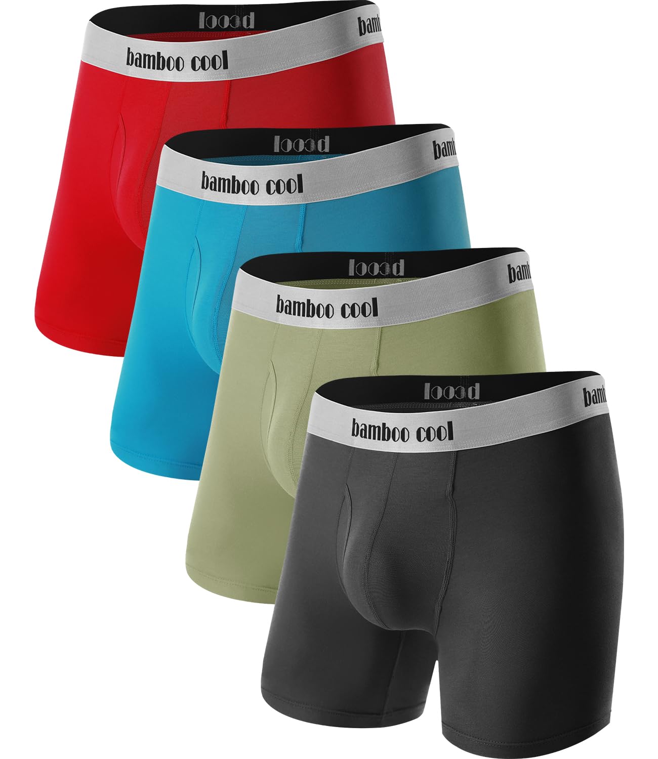 BAMBOO COOL Men's Ultra Breathable Underwear,No Riding Up Boxer Briefs with ComfortFlexible Waistband,Multipack