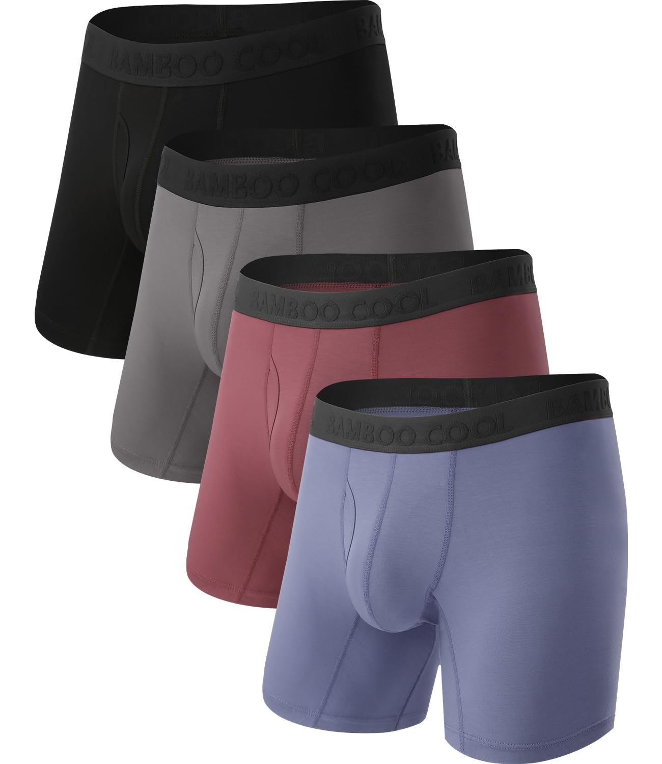 BAMBOO COOL Men's Ultra Breathable Underwear,No Riding Up Boxer Briefs with ComfortFlexible Waistband,Multipack