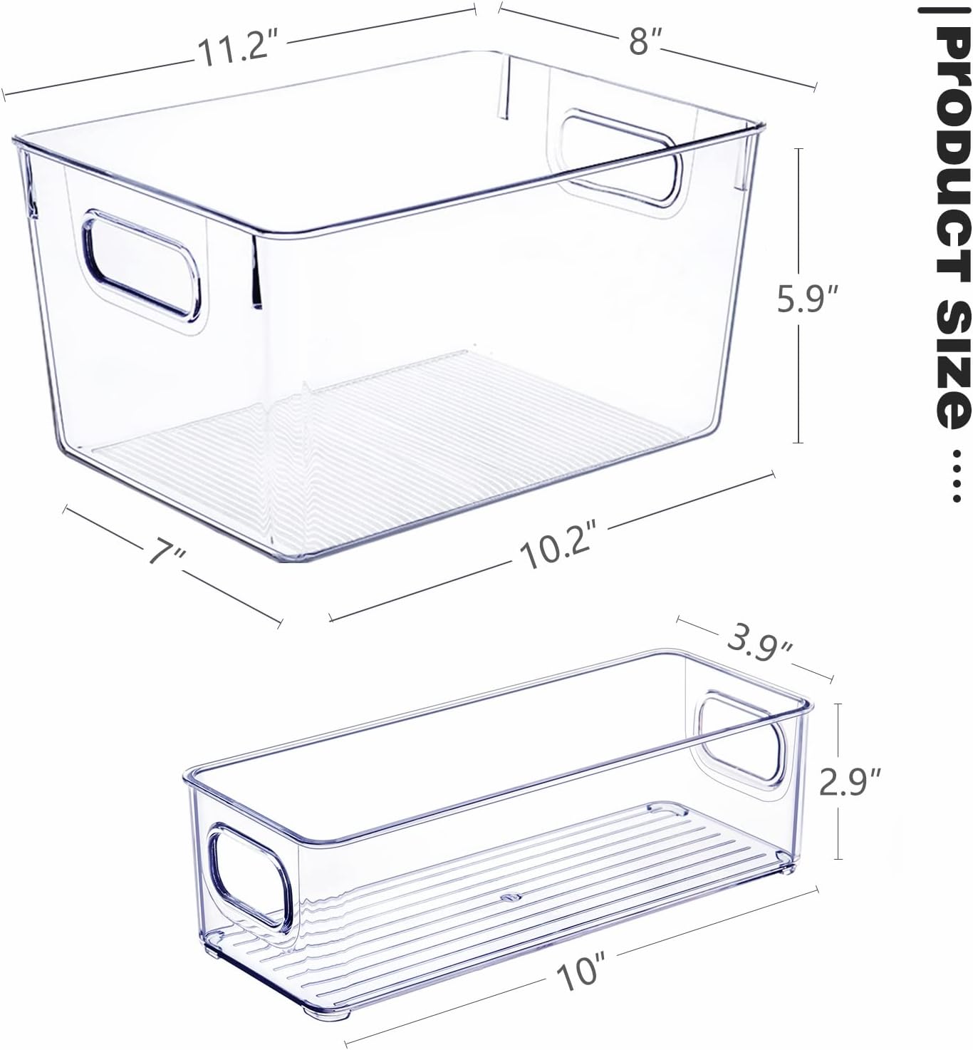 Set of 8 Clear Plastic Storage Bins, 4 Large and 4 Small Stackable Storage Containers for Pantry Organization and Kitchen Storage Bins,Home Edit and Cabinet Organizers