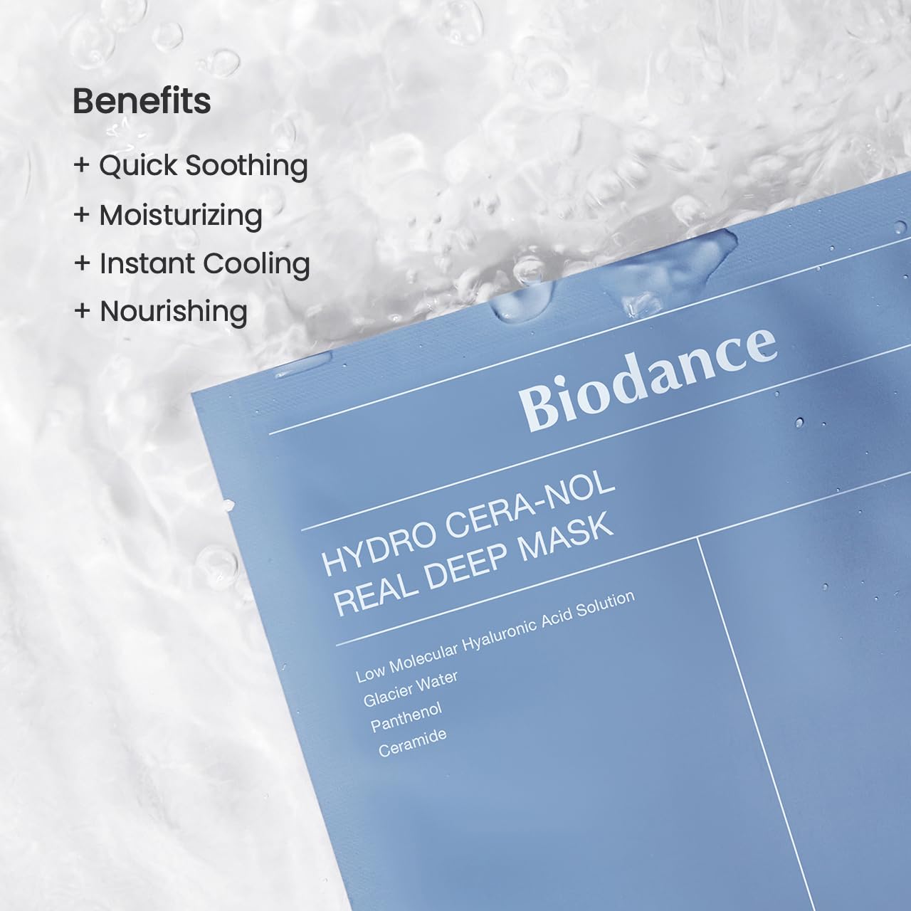 BIODANCE Hydro Cera-nol Real Deep Mask, Overnight Hydrogel Mask, Hydrating Facial Mask For Sensitive Skin, Redness Reducing & Quick Soothing Effect, 1.19oz(34g) x 4ea