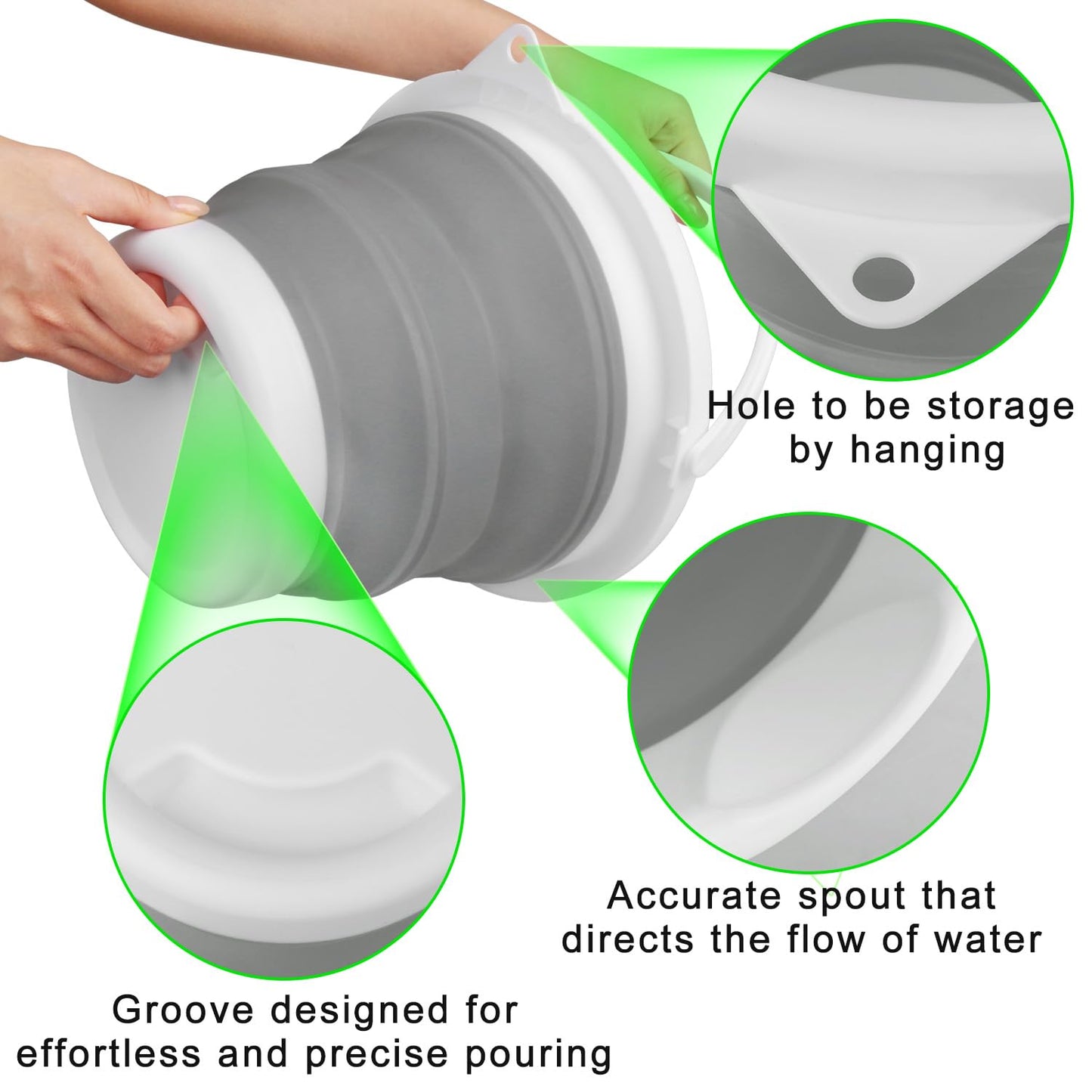 Collapsible Mop Bucket and Ice Bucket-5L(1.3 Gallon) Household Cleaning Silicone Dust Mops Bucket with no Wringer Set,Portable Bathroom Cleaning Supplies Bucket for Cleaning Caddy Spin Mops for Floor