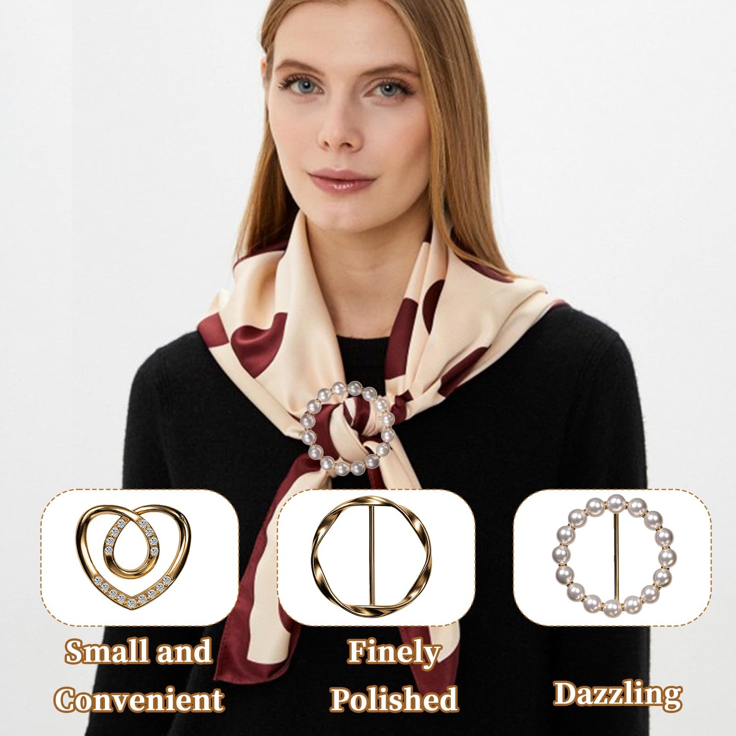 12PCS Scarf Ring and Shirt Clips for Women Clothing - Premium Scarf Clip and Shirt Ties Clips for Women Fashion Accessories, Gold/Silver