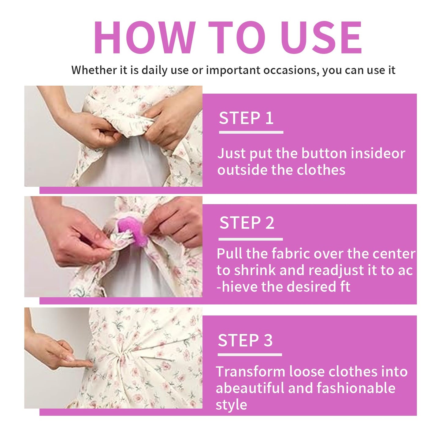 10 Pcs Cinch Clip Dress Clips Down-Hidden Back Waist Cincher Ties Clothing The Side Tightener Rings No Show for Dresses, T-Shirts, Women Clothing Fashion Accessories