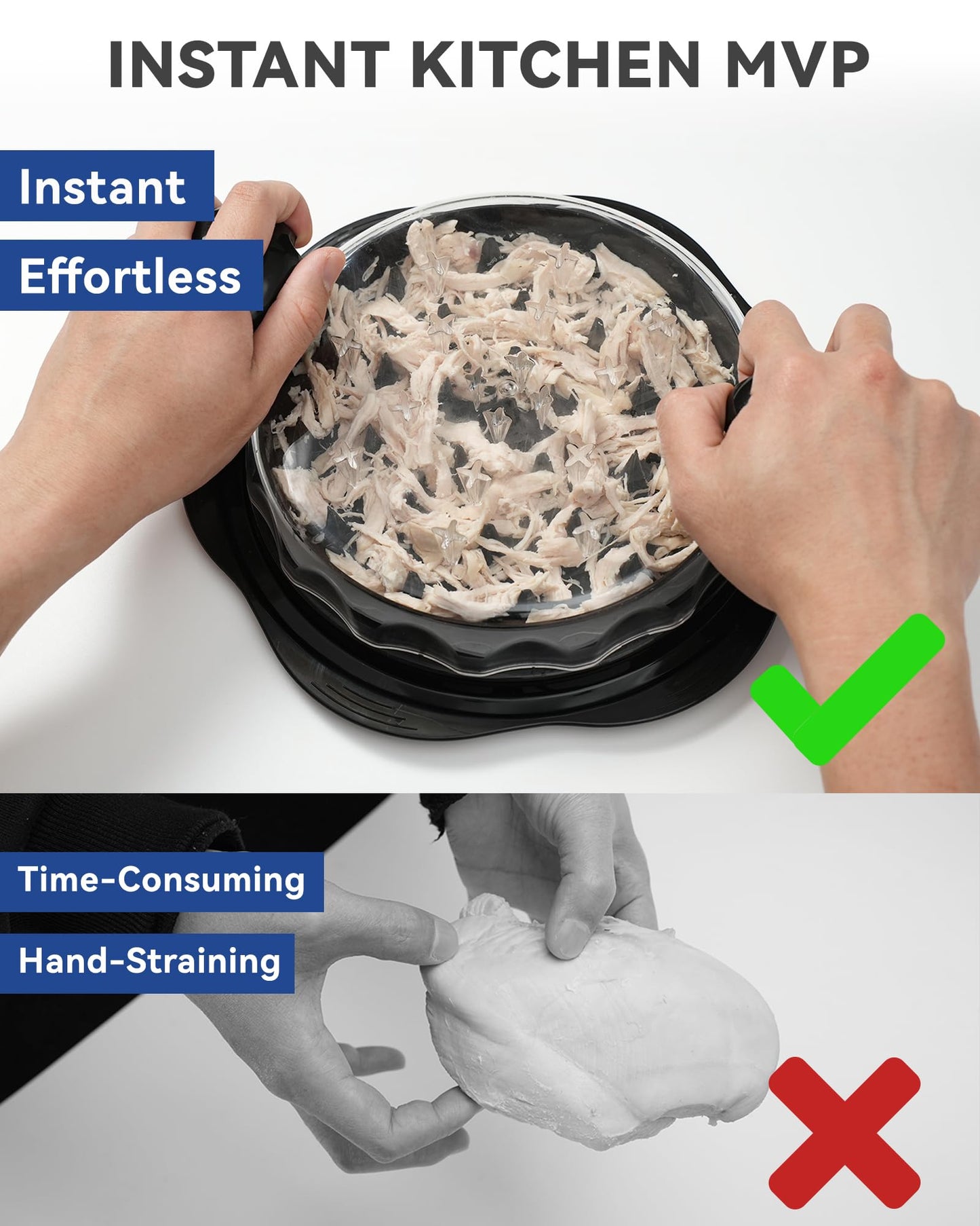 Chicken Shredder Tool Twist for Kitchen, Manual Chicken Breast Grinder Machine for Ground Food, Meat & Vegetables (Elegant Black)