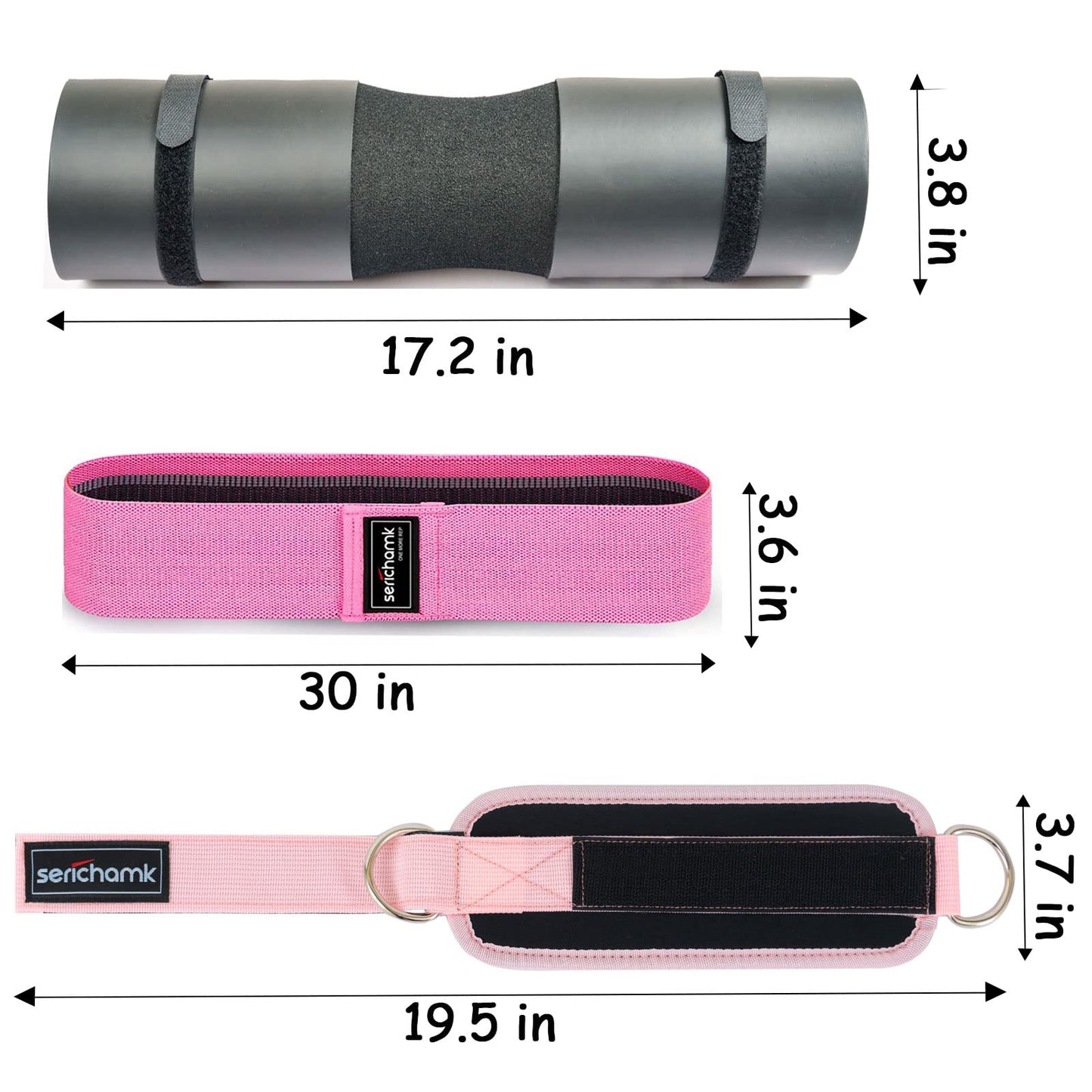 Barbell Pad for Hip Thrust Squat Bar Pad Foam Barbell Pad for Weight Bar Cushion with 2 Gym Ankle Straps 1 Booty Band and Carry Bag for Standard Olympic Bars