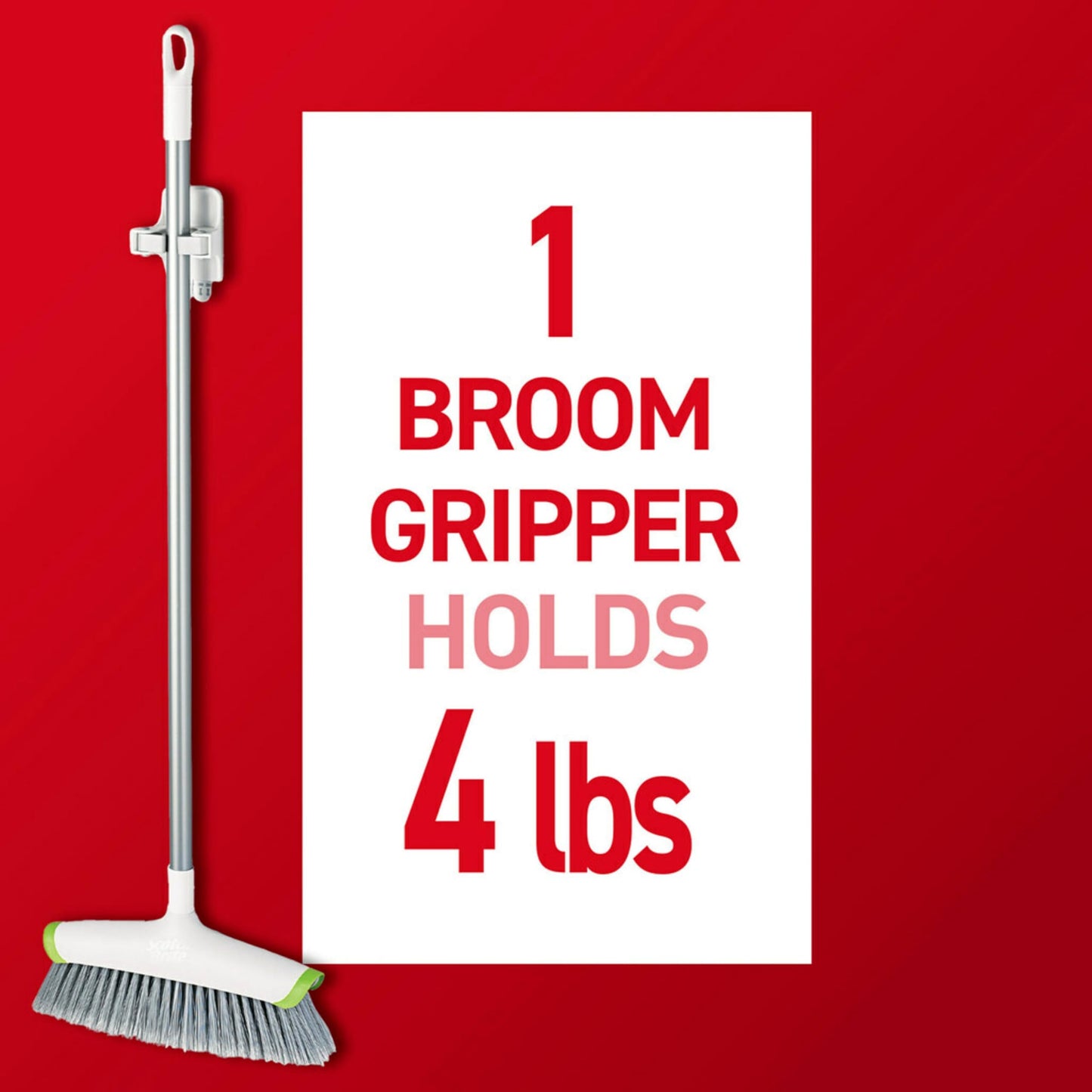 Command Broom and Mop Grippers, 2 Hangers and 4 Command Strips, Damage-Free Hanging Wall Mount Broom and Mop Holder, Household Cleaning Organizer for Organization and Storage, Holds up to 4 lb