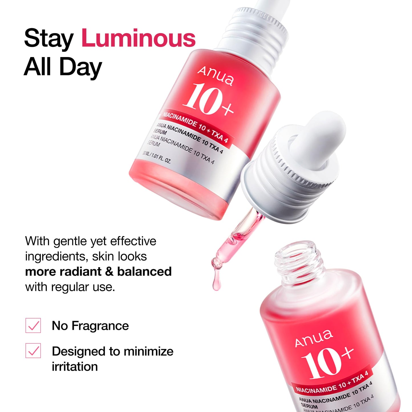 ANUA Niacinamide 10 + TXA 4 Serum, Hyaluronic Acid, Tranexamic acid, Facial Serum for Glass Skin, Clarifying, Radiant Complexion with Natural Color, Korean Skin Care (30ml /1.01 fl.oz)