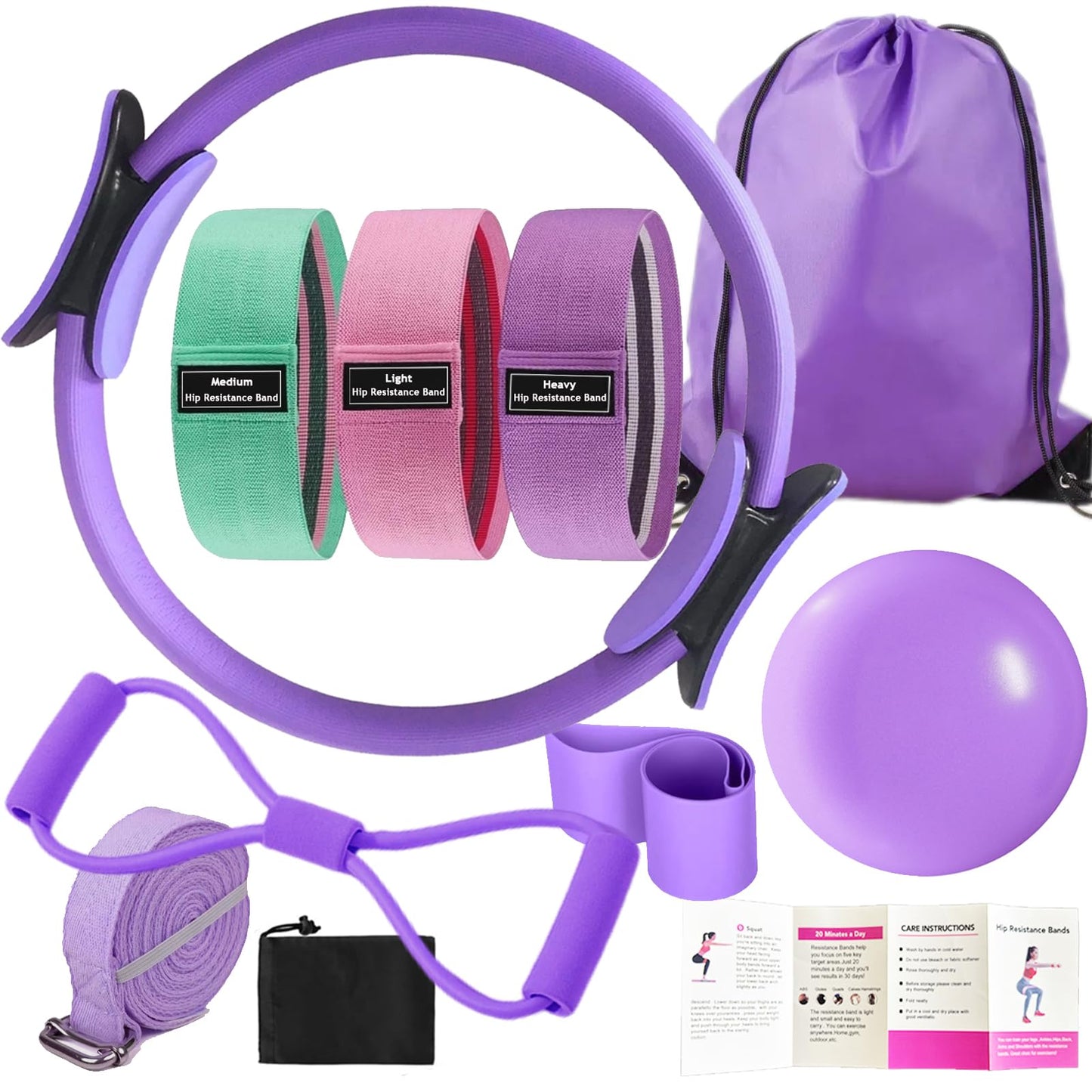 Pilates Essentials Kit for Women - Better Yoga Pilates Kit for Home Workouts with Pilates Ring and Ball Set, Booty Bands, Figure 8 Resistance Band, Yoga Bands for Stretching