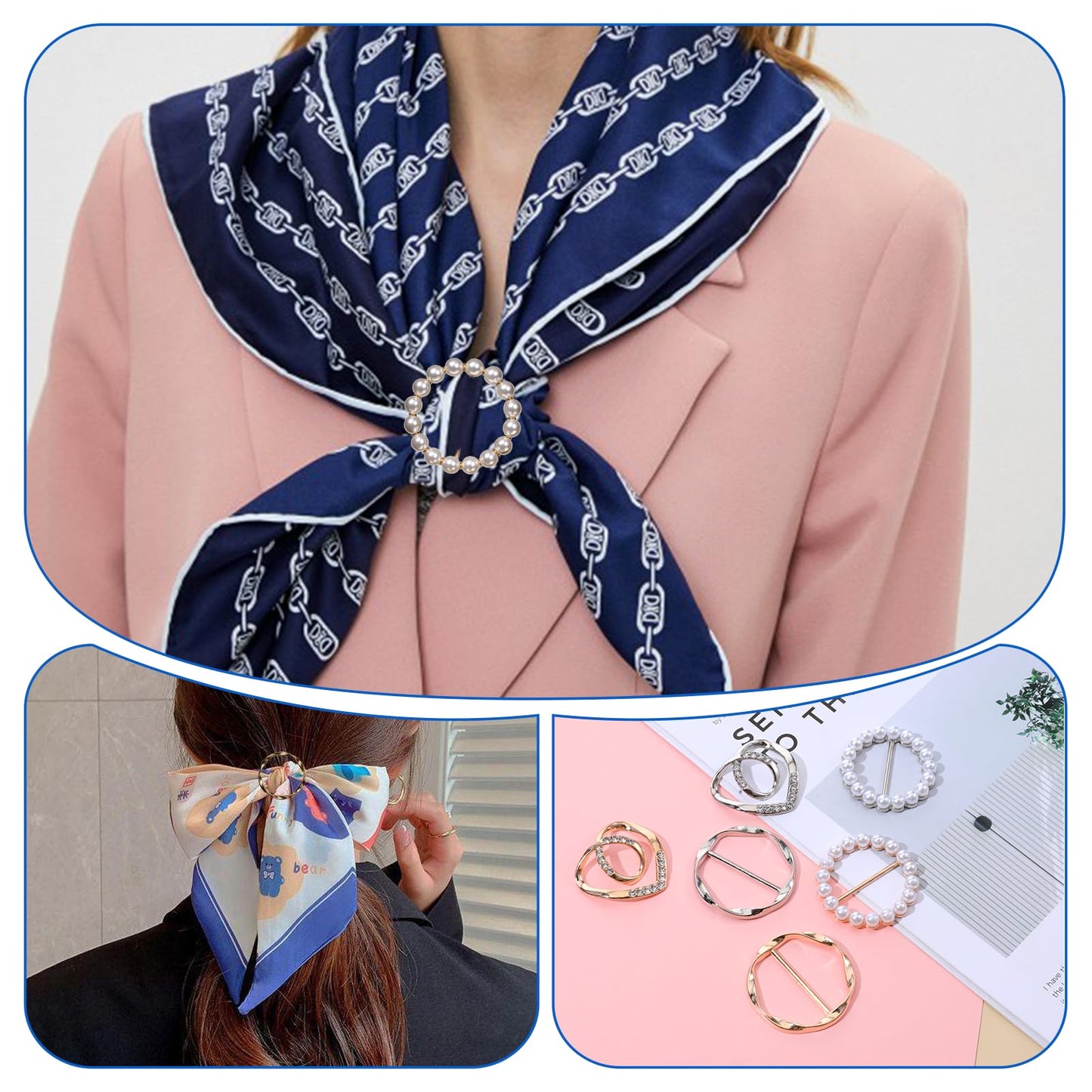 12PCS Scarf Ring and Shirt Clips for Women Clothing - Premium Scarf Clip and Shirt Ties Clips for Women Fashion Accessories, Gold/Silver