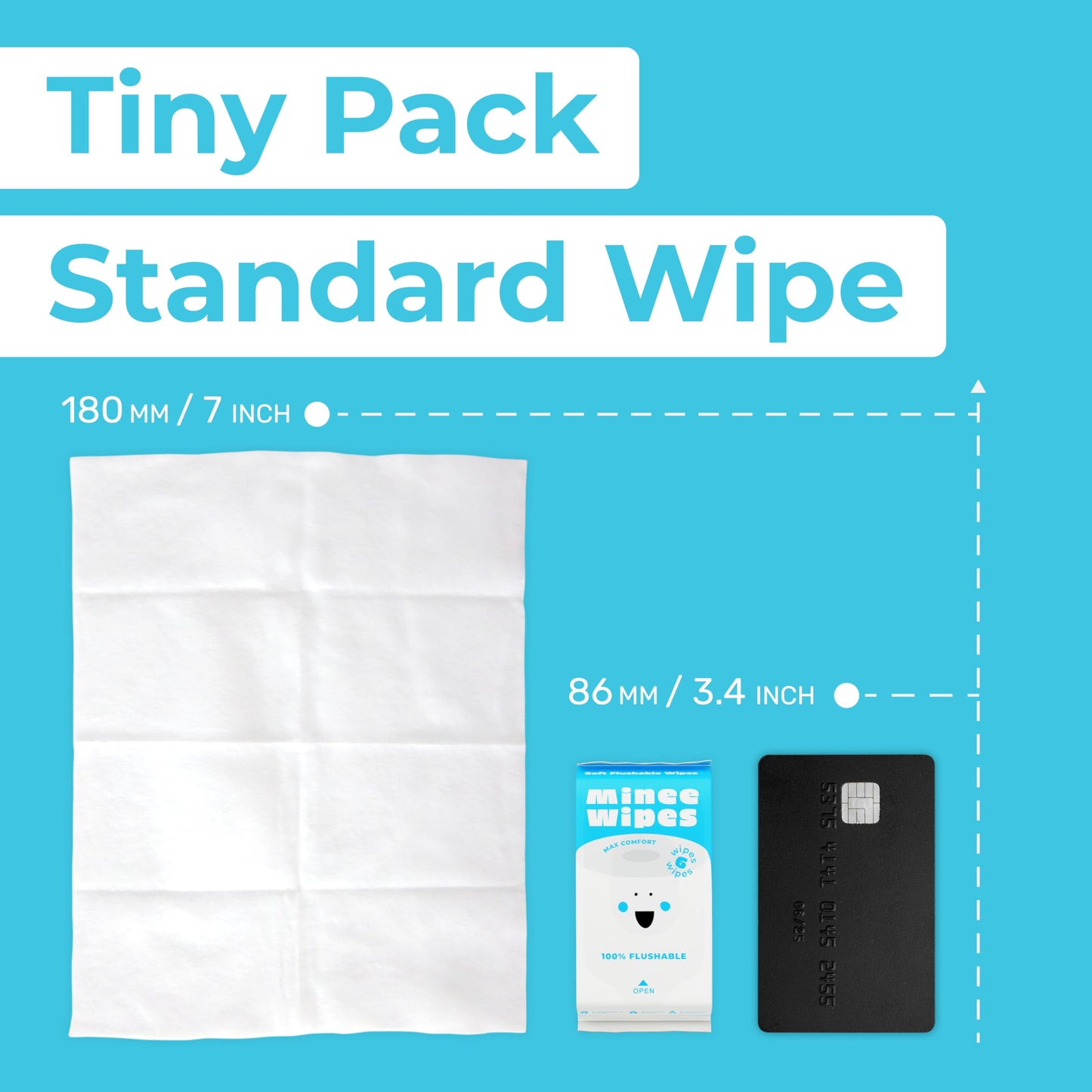 Impossibly Compact Travel Flushable Wipes with Natural Extracts - Skin-Friendly Travel Essentials, Hypoallergenic & Unscented Travel Size Wipes for Adults, Kids & Baby Care - 8 Pack Total 48 Wipes