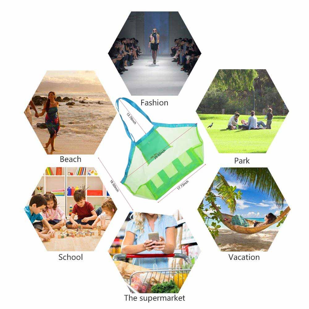 SupMLC Mesh Extra Large Beach Bags and Totes - Holds Toys, Towels, Sand Away - For Children's Toys, Market, Grocery, Picnic