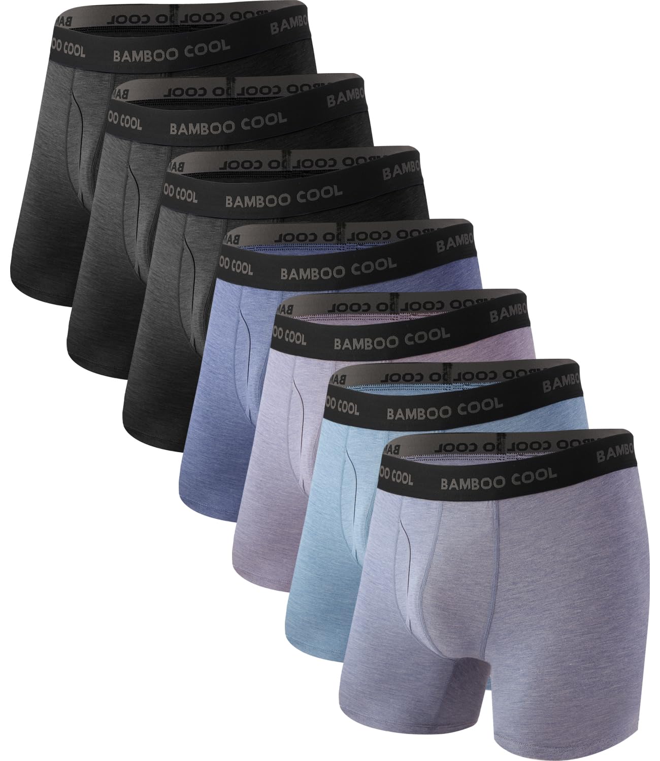 BAMBOO COOL Men's Ultra Breathable Underwear,No Riding Up Boxer Briefs with ComfortFlexible Waistband,Multipack