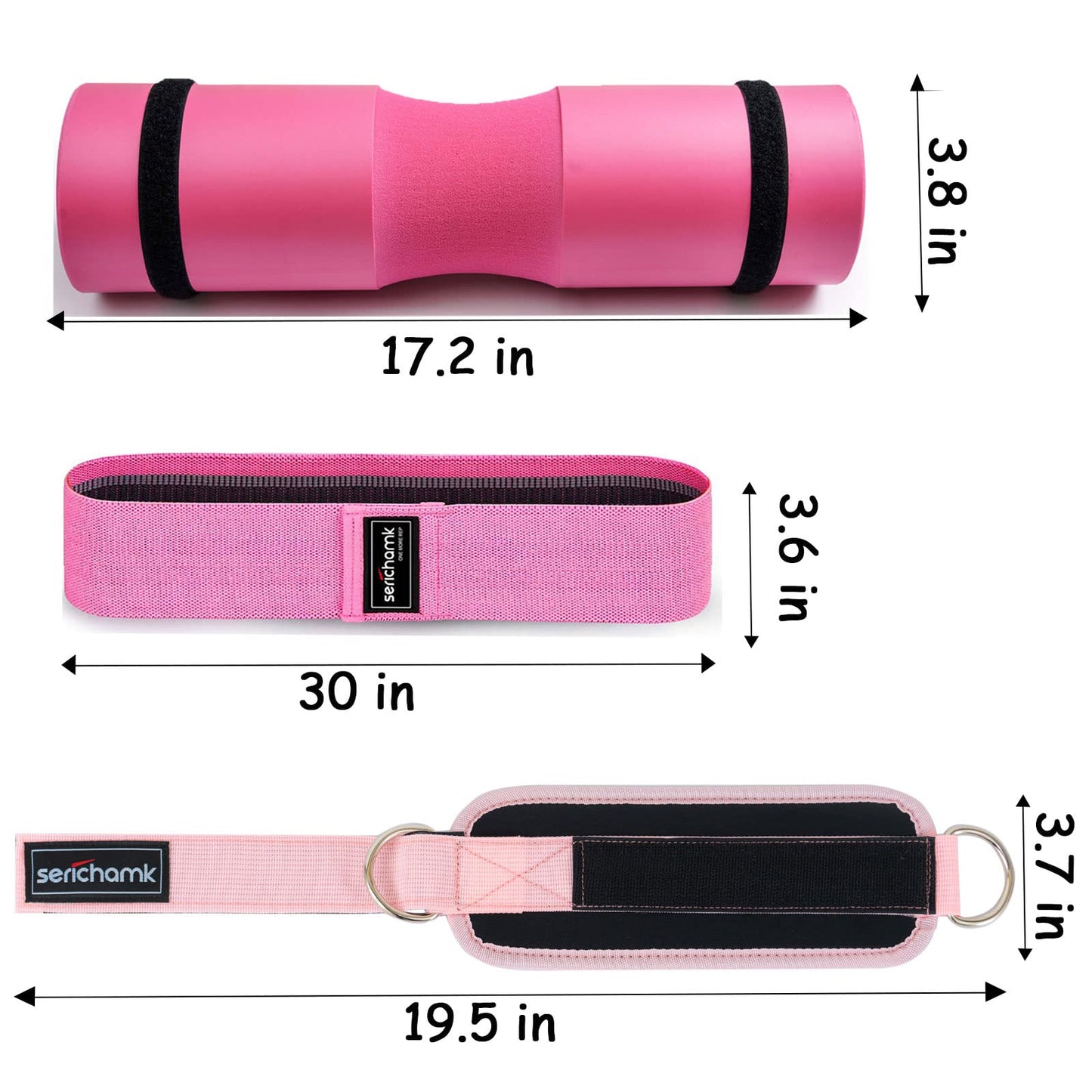 Barbell Pad for Hip Thrust Squat Bar Pad Foam Barbell Pad for Weight Bar Cushion with 2 Gym Ankle Straps 1 Booty Band and Carry Bag for Standard Olympic Bars