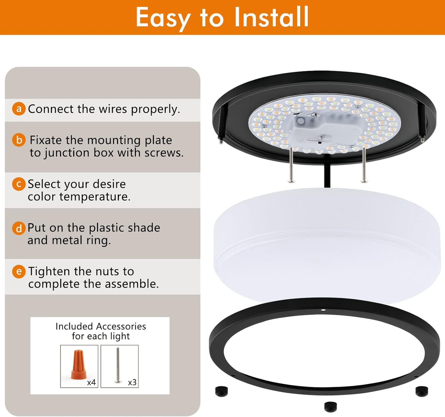 2-Pack 10Inch 30W LED Flush Mount Ceiling Light Fixtures Black, Ultra Bright 3200LM Dimmable Ceiling Lights, 5CCT 2700K 3000K 4000K 5000K 6500K, Ceiling Lamps for Kitchen Hallway Bedroom Bathroom