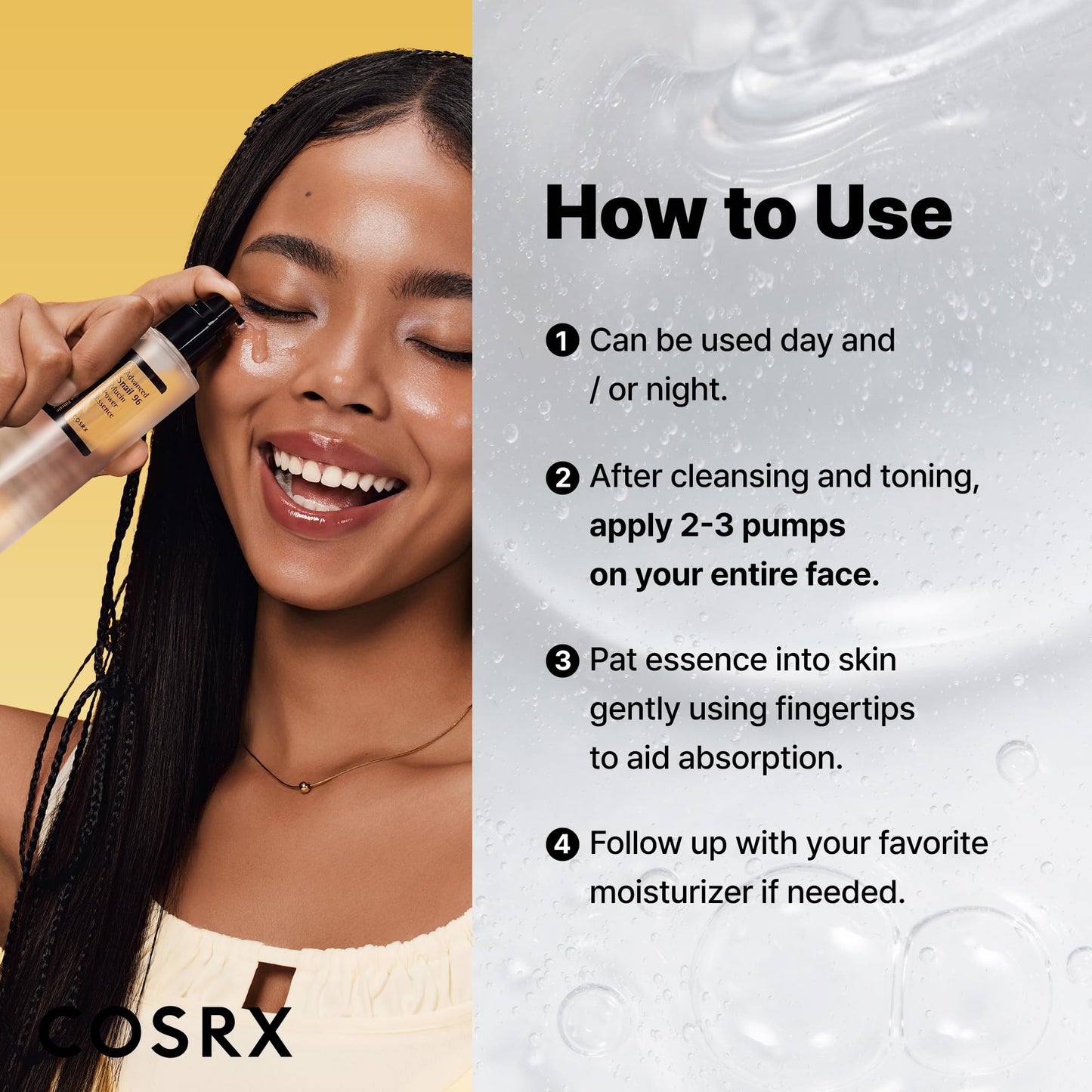 COSRX Snail Mucin 96% Power Repairing Essence 3.38 fl.oz 100ml, Hydrating Serum for Face with Snail Secretion Filtrate for Dull Skin & Fine Lines, Korean Skin Care