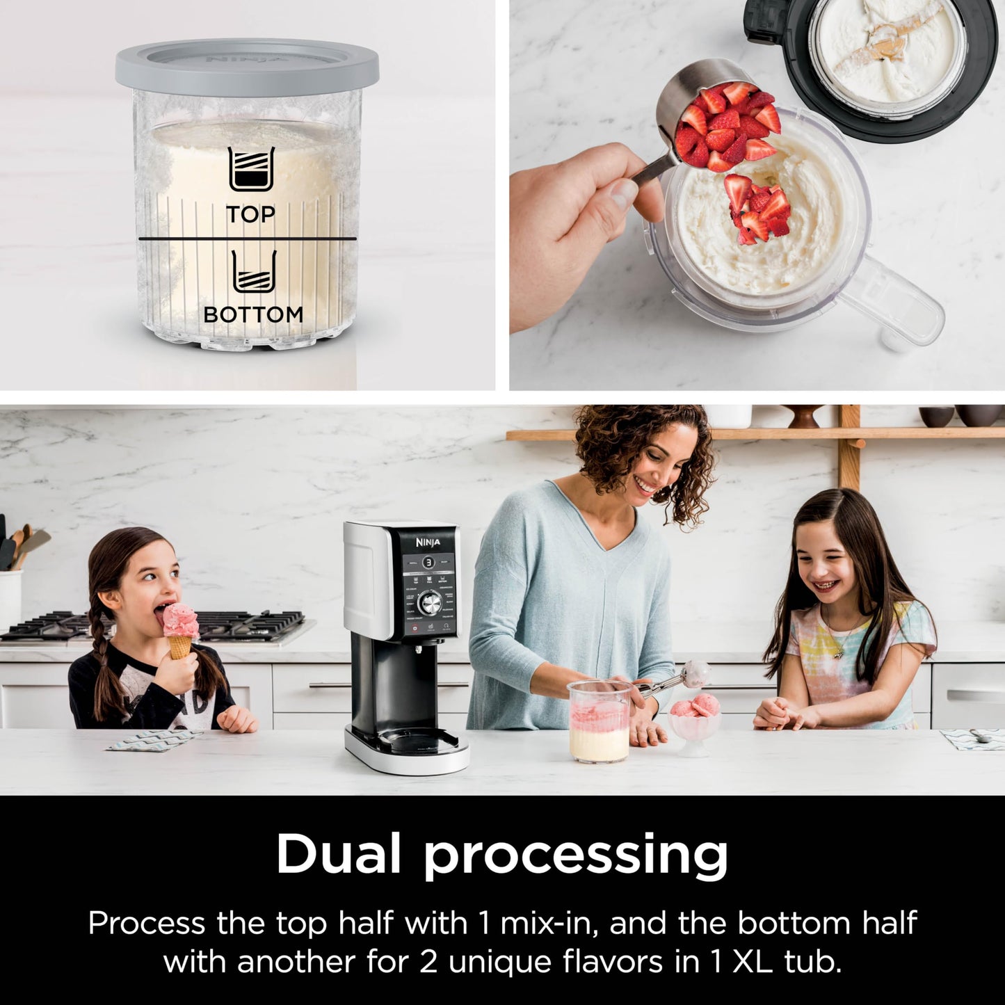 Ninja NC301 CREAMi Ice Cream Maker, for Gelato, Mix-ins, Milkshakes, Sorbet, Smoothie Bowls & More, 7 One-Touch Programs, with (2) Pint Containers & Lids, Compact Size, Perfect for Kids, Silver