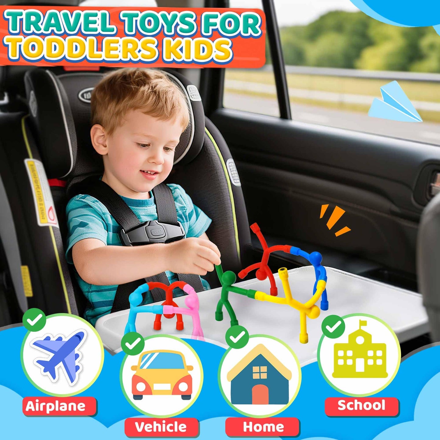 Magnetic Travel Toys for Toddlers Kids 5PCS, Airplane Car Travel Activities Essential, Fidget Toys Road Trip Sensory Toy, Fidgets for Classroom Toys for 3 4 5 6 7 8 Year Old, Gifts for Boys and Girls