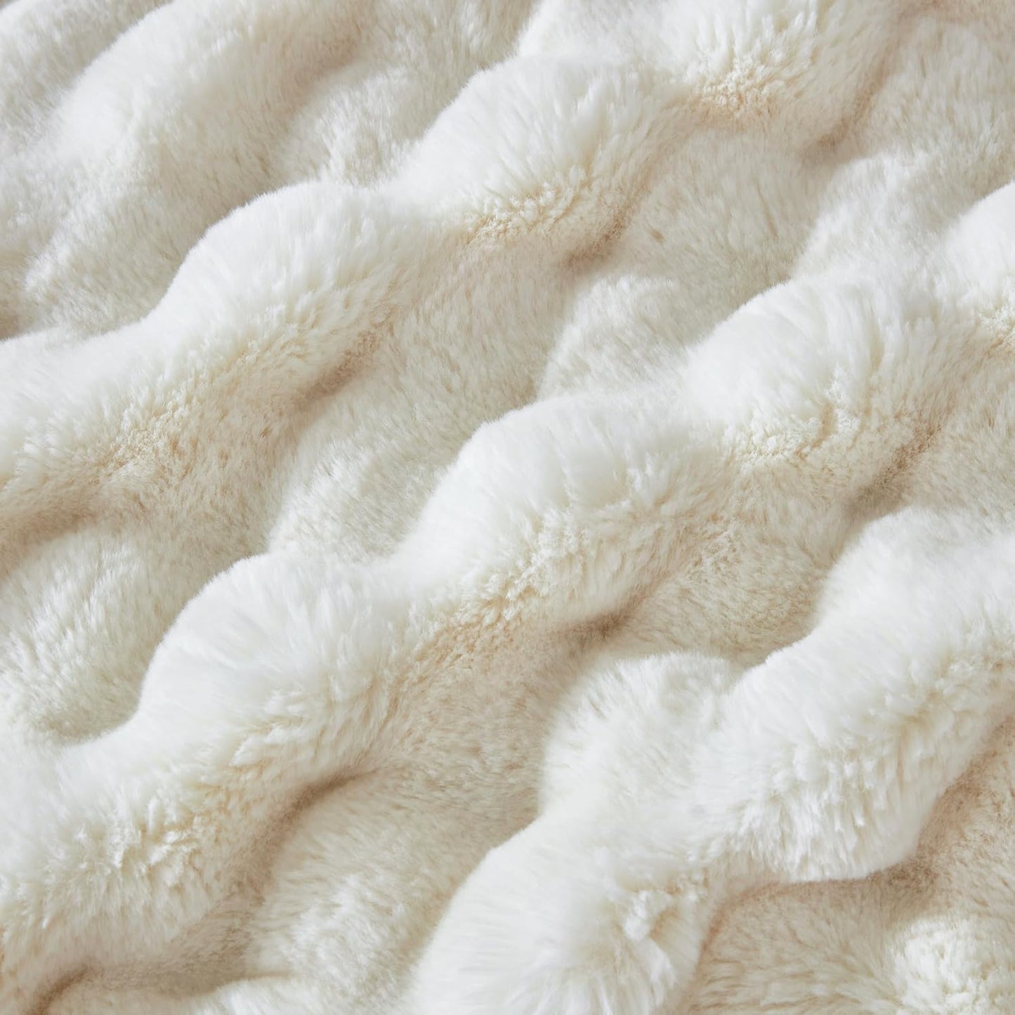 50x60 Inches Ultra-Soft Fuzzy Faux Fur Plush Throw Blanket - Thick, Warm Sherpa for Couch, Sofa, Bedroom, Camping - Decorative Blanket for Cozy Warmth, Bubble Ivory White