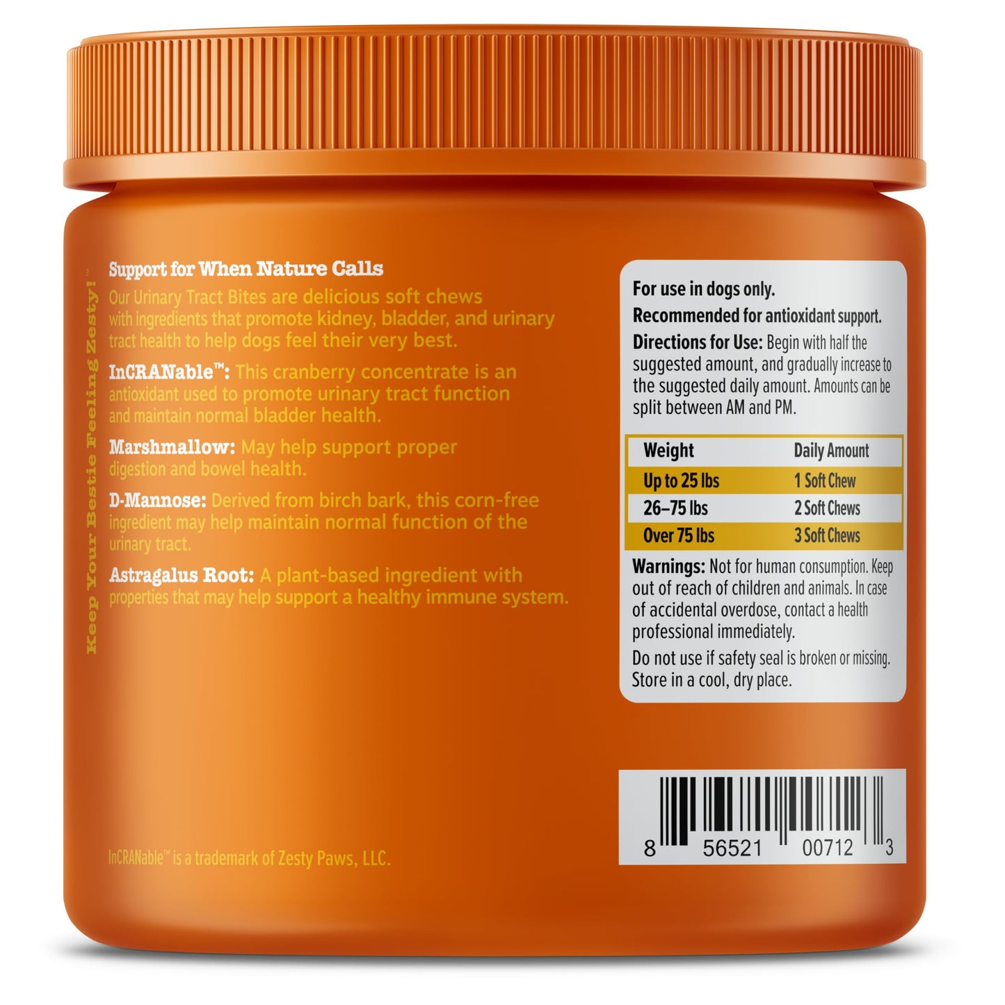 Zesty Paws Cranberry Supplement for Dogs - Bladder Control for Dogs - Urinary Tract Support - Cranberry Chews - Immune & Gut Support - Chicken - 90 Count