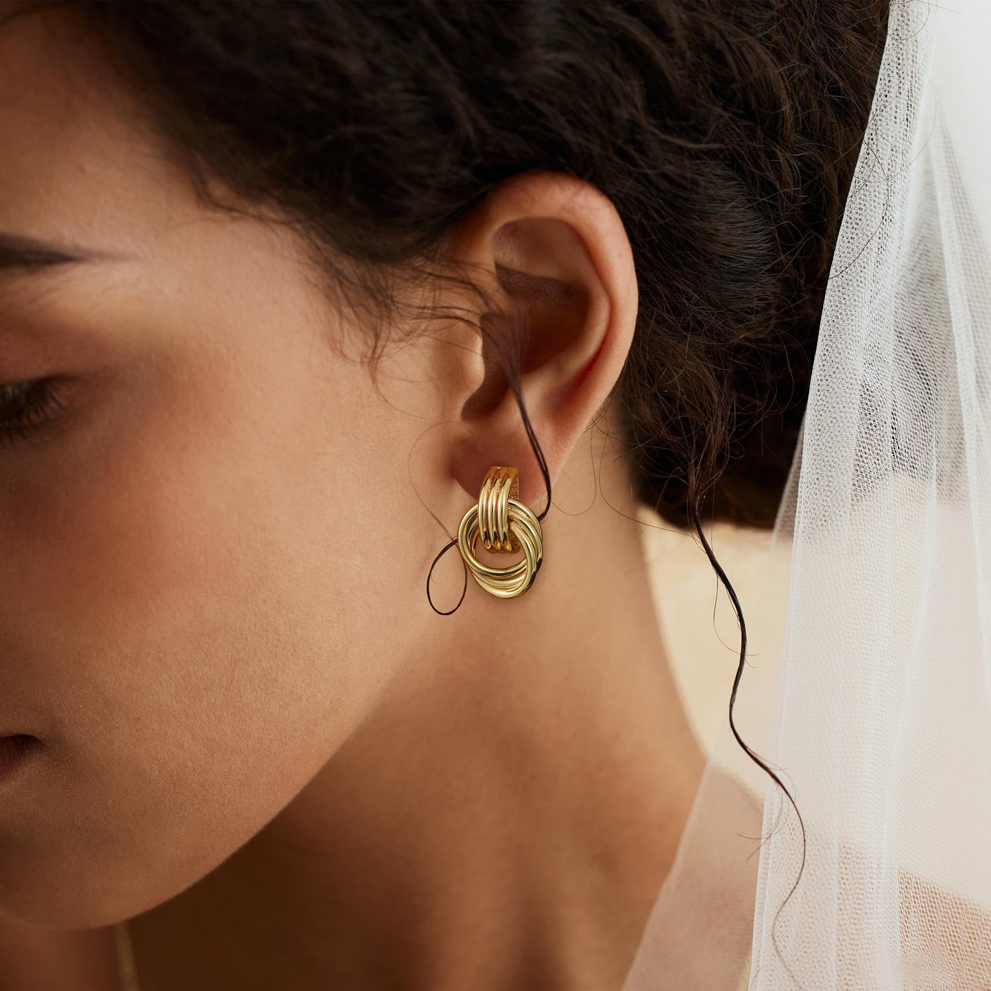 SHERLOVE Trendy Gold Plated Knot Earrings for Women Chunky Statement Drop Dangle Earrings Lightweight Hypoallergenic Fashion Accessories Gifts for Womens Gold Jewelry