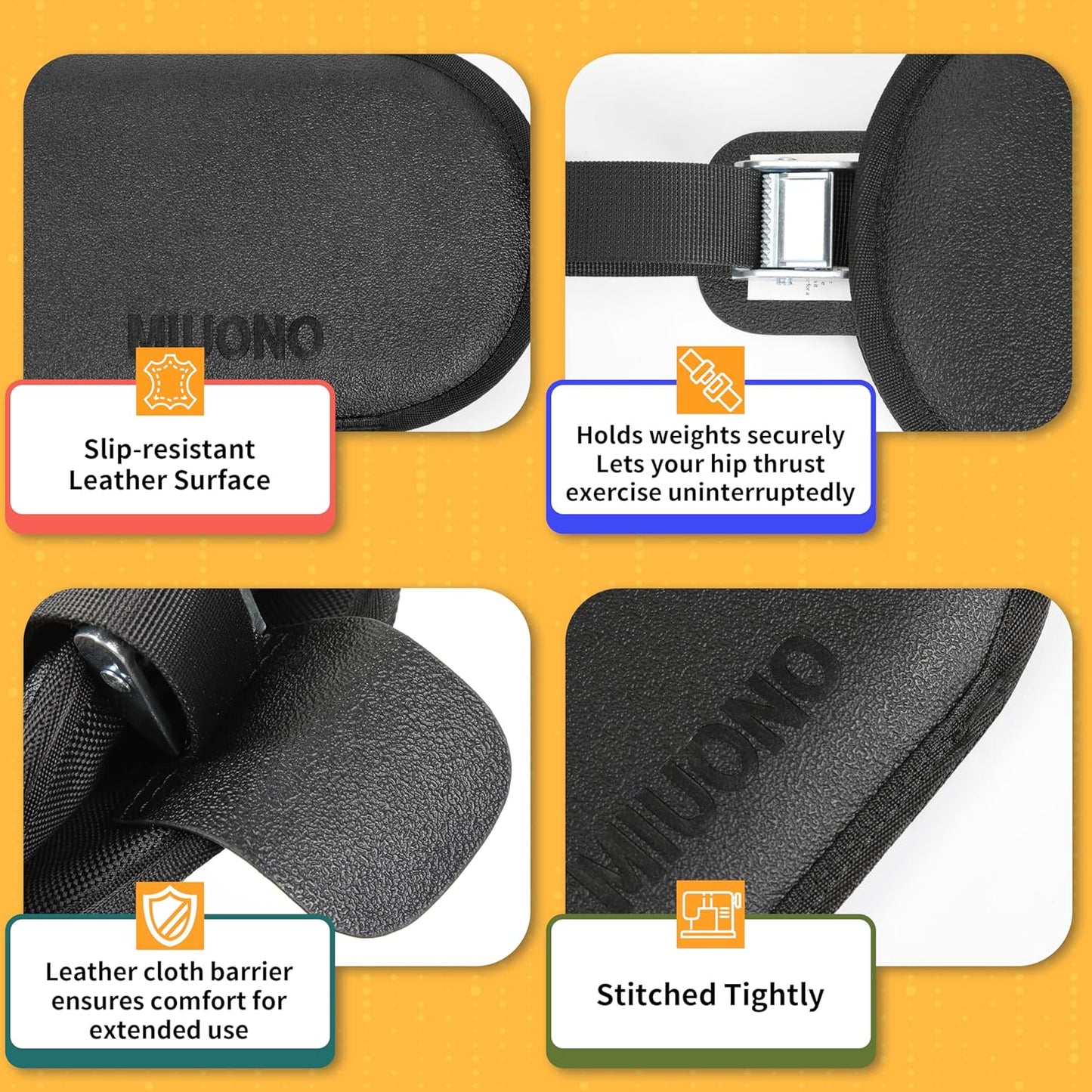 Hip Thrust Belt, Dumbbell Hip Thrust Belt for Kettlebells or Grip Plates, Thicker Slip-Resistant Leather Glute Bridge Pad Machine for Booty Workout of Home Gym