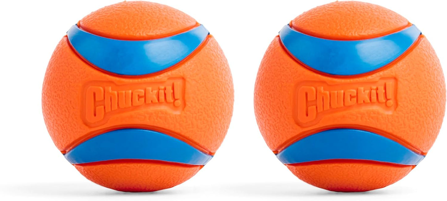 Chuckit! Ultra Ball Dog Toy - Medium Bouncy Fetch Balls For Dogs 20-60 lbs - Made from Durable Rubber - Floating Water Pet Toys - Size Medium - 2.5-inch Diameter - Pack of 2