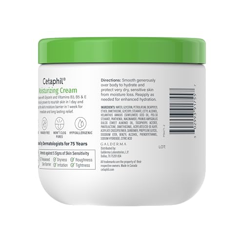 Cetaphil Face & Body Moisturizer, Hydrating Moisturizing Cream for Dry to Very Dry, Sensitive Skin, NEW 16 oz 2 Pack, Fragrance Free, Non-Comedogenic, Non-Greasy