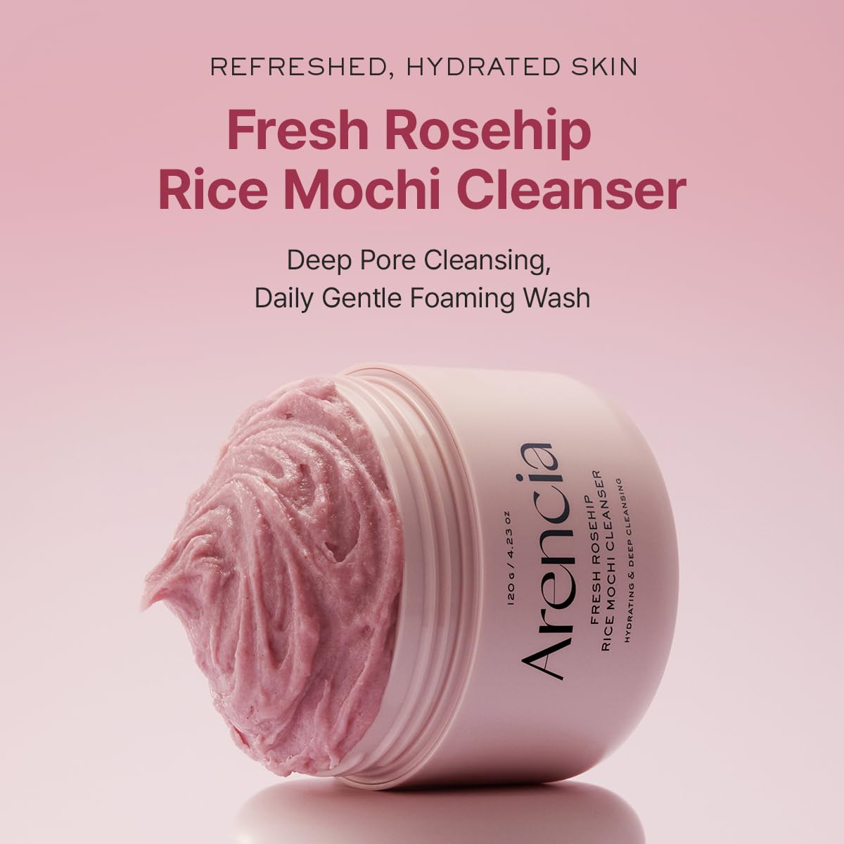ARENCIA Korean Rice Mochi Face Cleanser - Face Wash, Gentle Scrub All in One for Deep Cleansing, Moisturizing, Pore Minimizing, Acne-Prone Skin, Removing Blackhead with Rice Water & Green Tea