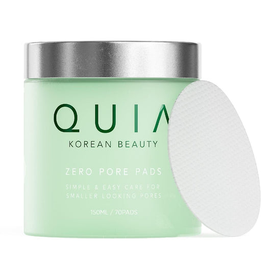 QUIA Dual-Action Toner Pads – Exfoliate and Hydrate Pores in One Step – Soothing PHA Formula for Sensitive Skin – Reduces Blackheads and Blemishes- 70 Textured Pads – Korean Skincare