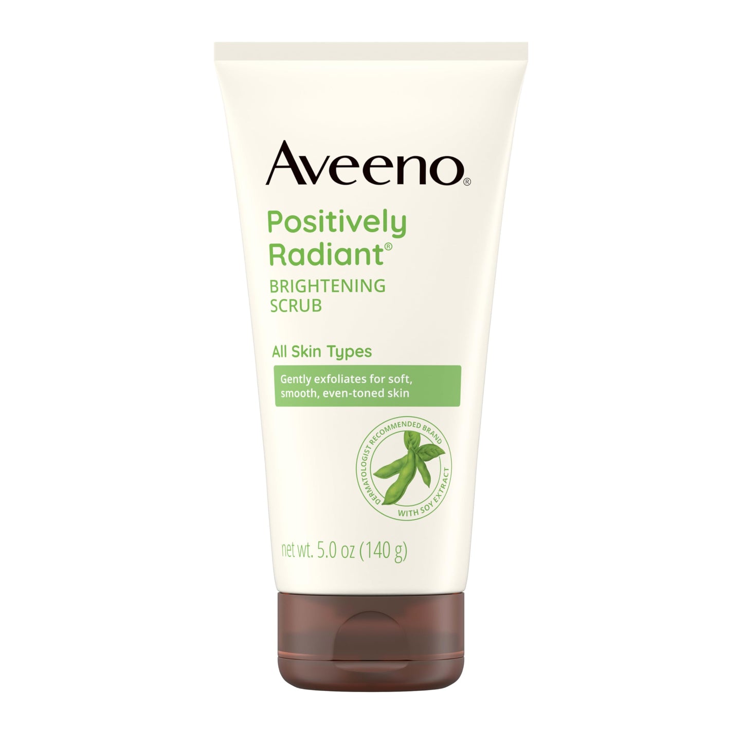 Aveeno Positively Radiant Skin Brightening Exfoliating Daily Facial Scrub, Gentle with Moisture-Rich Soy Extract, Helps Improve Skin Tone & Texture, Oil- & Soap-Free, Hypoallergenic, 5 oz