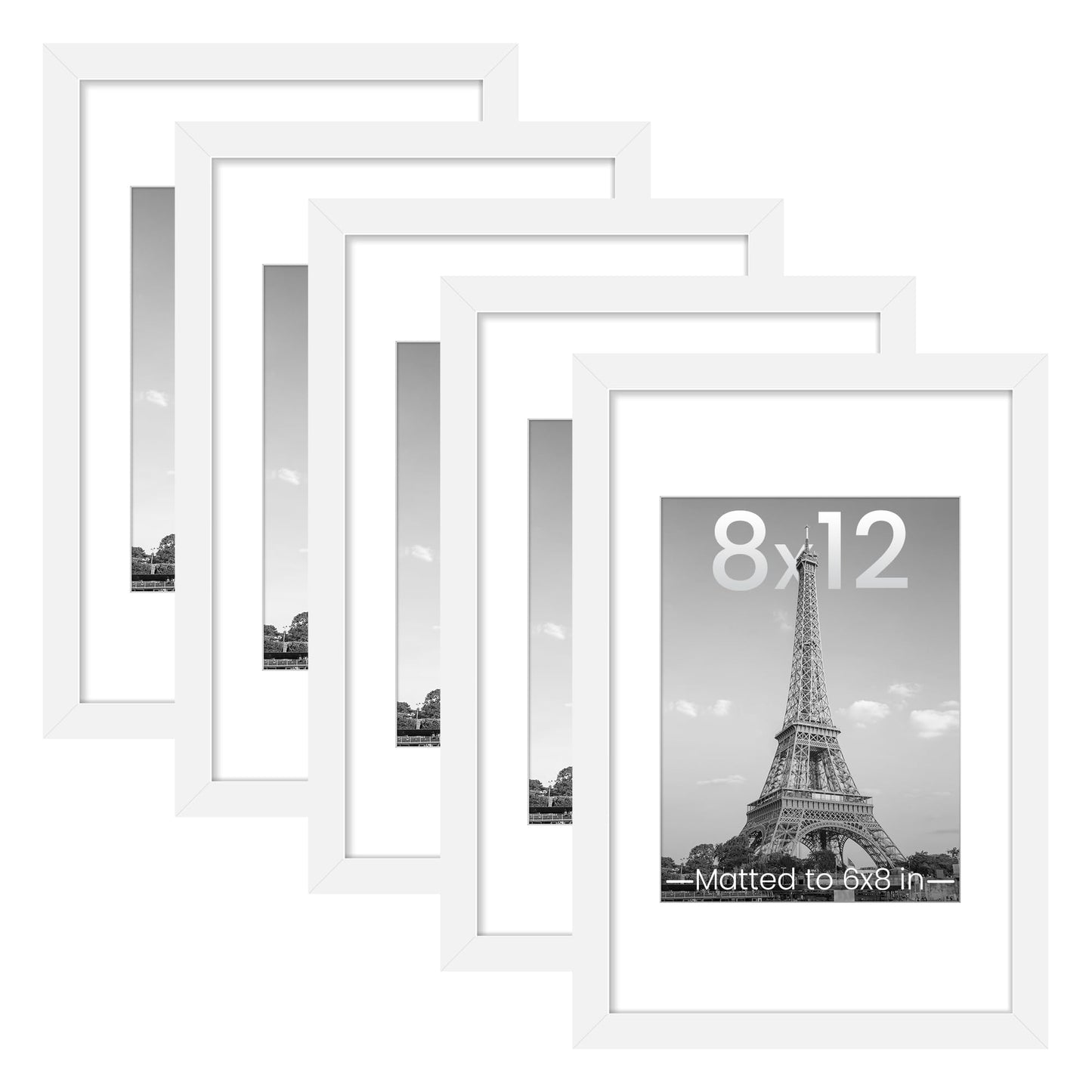 upsimples 11x14 Picture Frame Set of 5, Display Pictures 8x10 with Mat or 11x14 Without Mat, Wall Gallery Photo Frames, Black