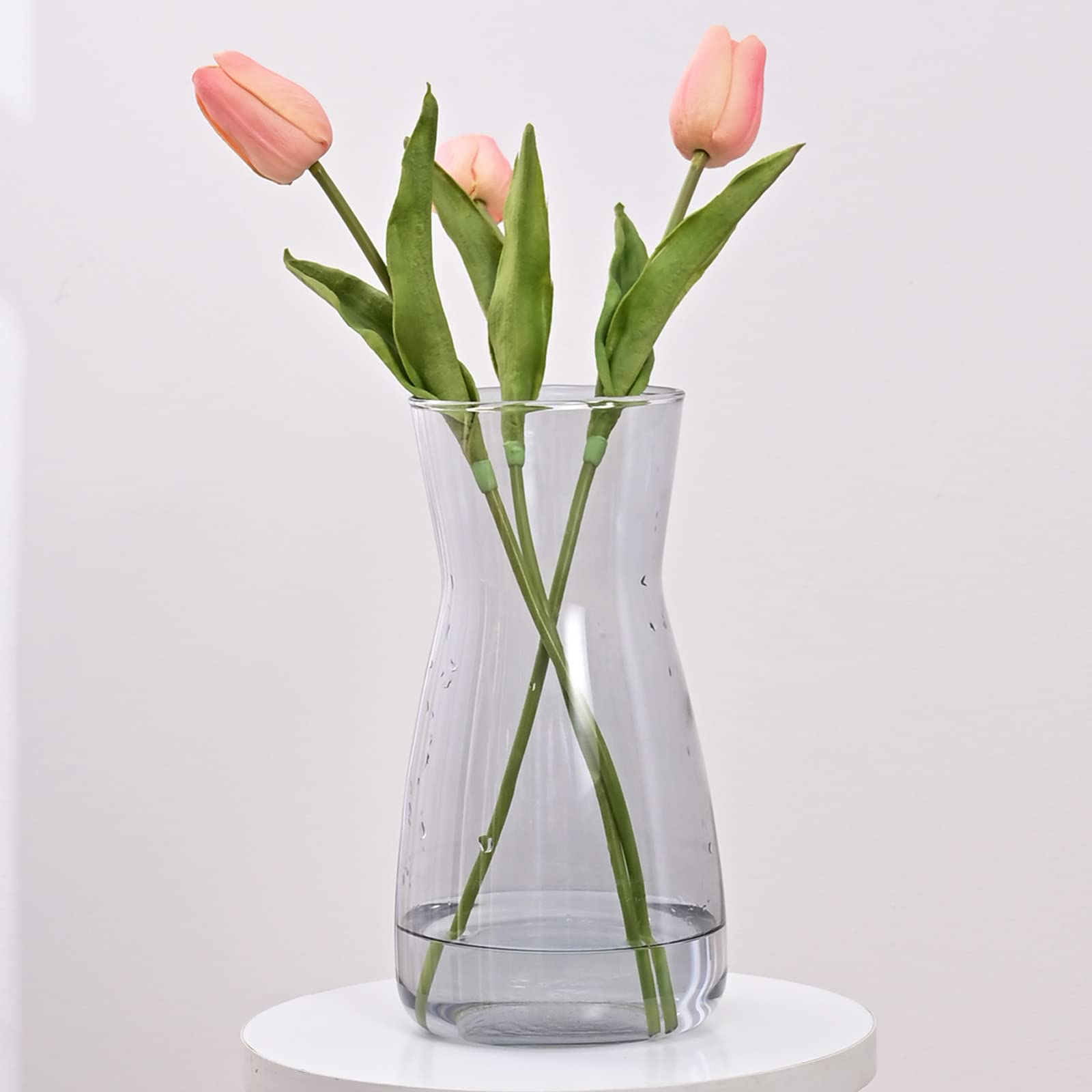 8 inch Clear Glass Flower Vases for Centerpiece Table Home Indoor Desk Decor,Ins Modern Boho Style Vase for Wedding Housewarming Gift