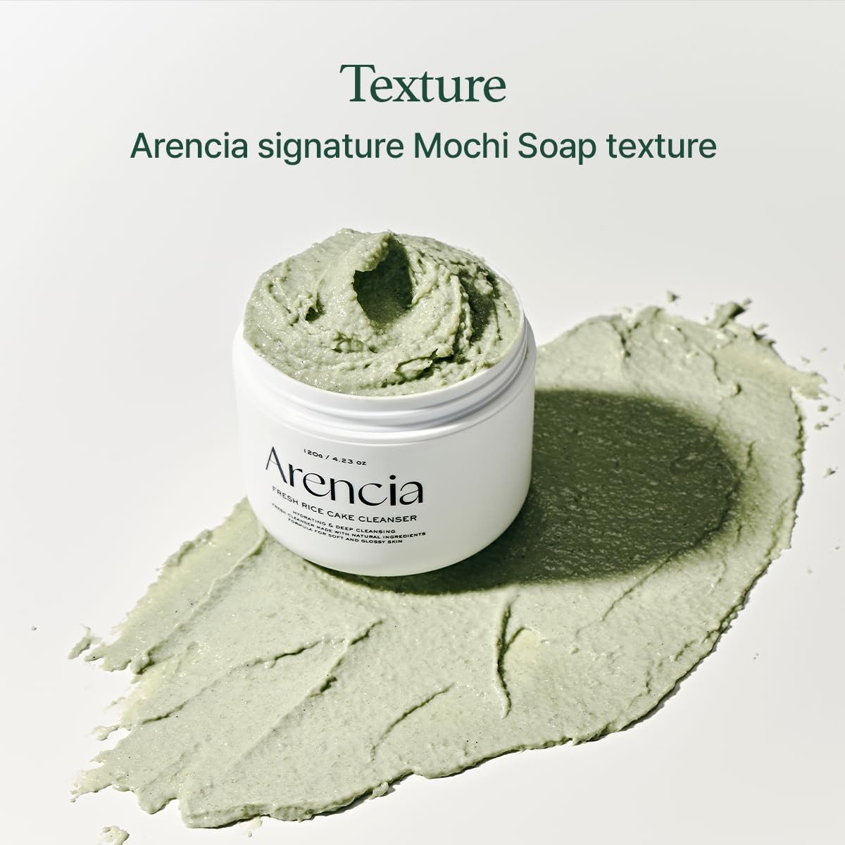 ARENCIA Korean Rice Mochi Face Cleanser - Face Wash, Gentle Scrub All in One for Deep Cleansing, Moisturizing, Pore Minimizing, Acne-Prone Skin, Removing Blackhead with Rice Water & Green Tea