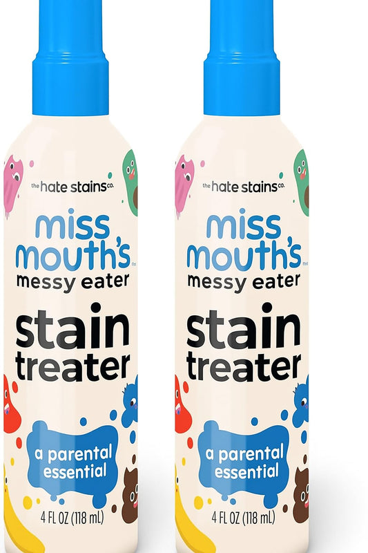 Miss Mouth's Messy Eater Stain Treater Spray - 4oz 2 Pack Stain Remover - Newborn & Baby Essentials - No Dry Cleaning Food, Grease, Coffee Off Laundry, Underwear, Fabric