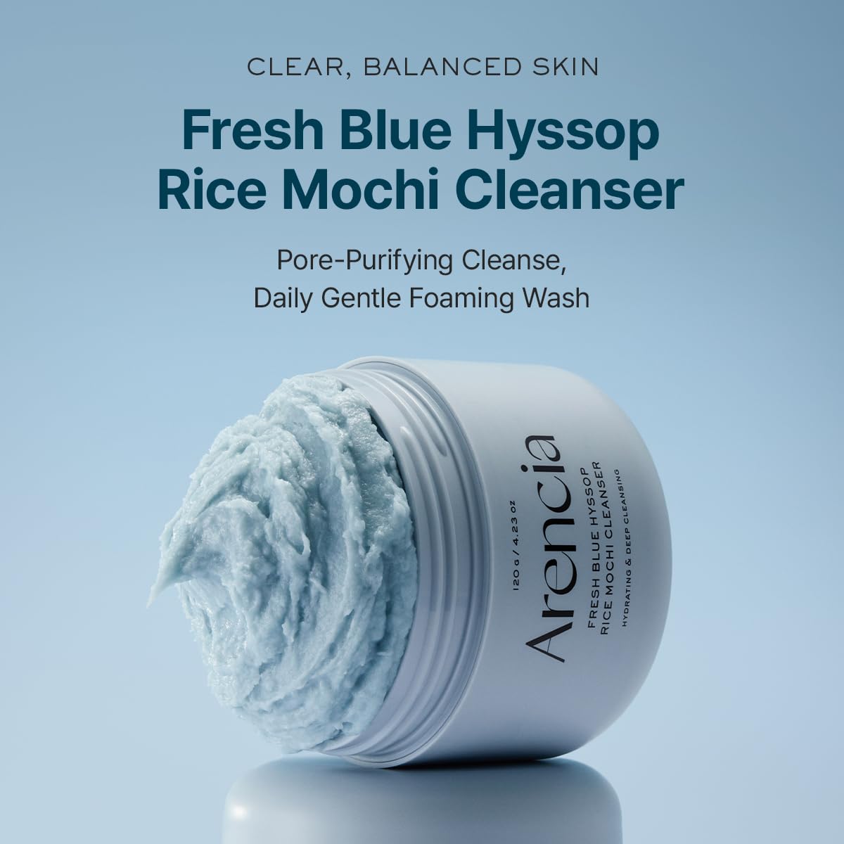 ARENCIA Korean Rice Mochi Face Cleanser - Face Wash, Gentle Scrub All in One for Deep Cleansing, Moisturizing, Pore Minimizing, Acne-Prone Skin, Removing Blackhead with Rice Water & Green Tea