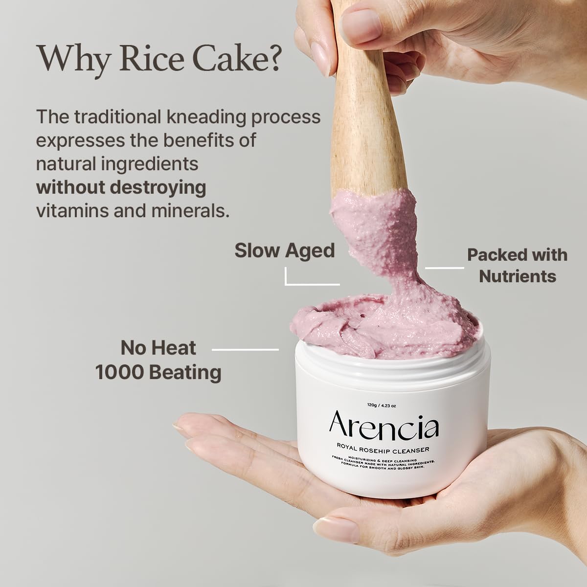 ARENCIA Korean Rice Mochi Face Cleanser - Face Wash, Gentle Scrub All in One for Deep Cleansing, Moisturizing, Pore Minimizing, Acne-Prone Skin, Removing Blackhead with Rice Water & Green Tea