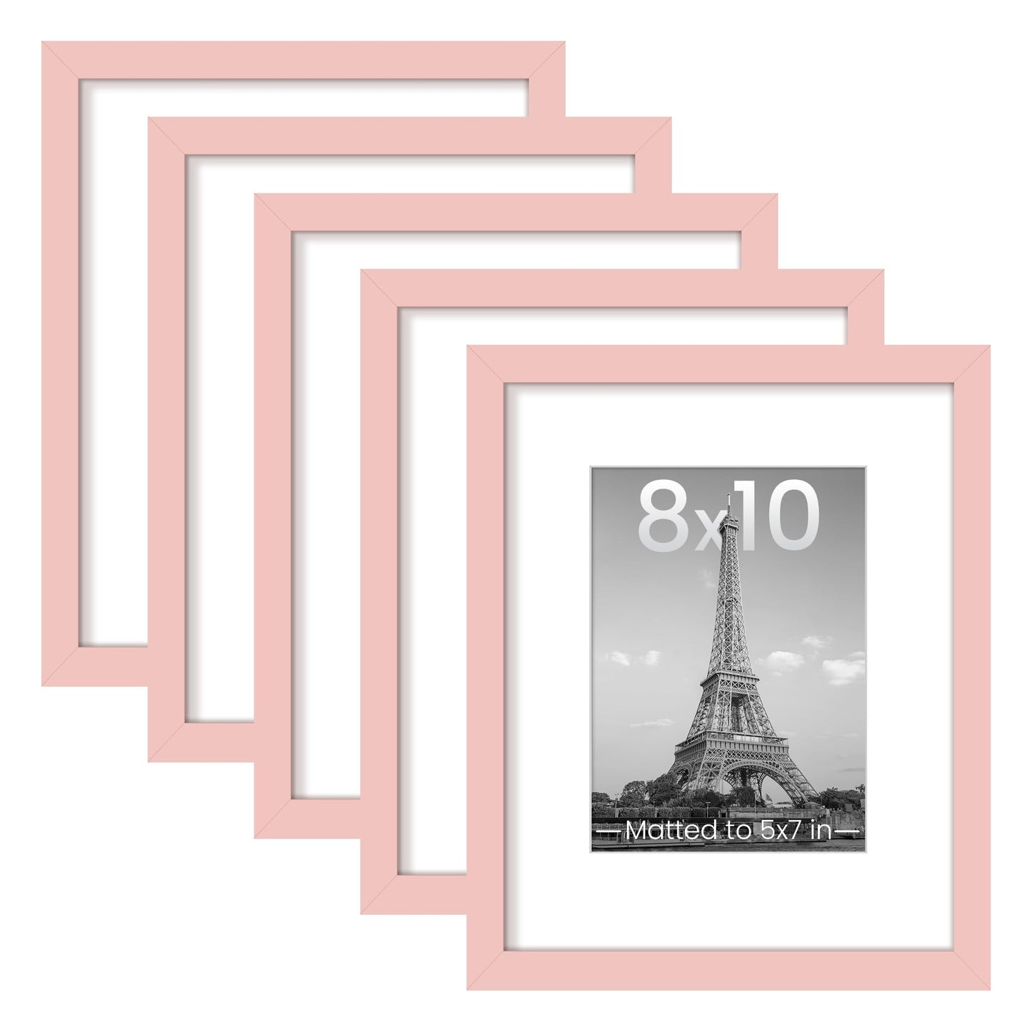 upsimples 11x14 Picture Frame Set of 5, Display Pictures 8x10 with Mat or 11x14 Without Mat, Wall Gallery Photo Frames, Black