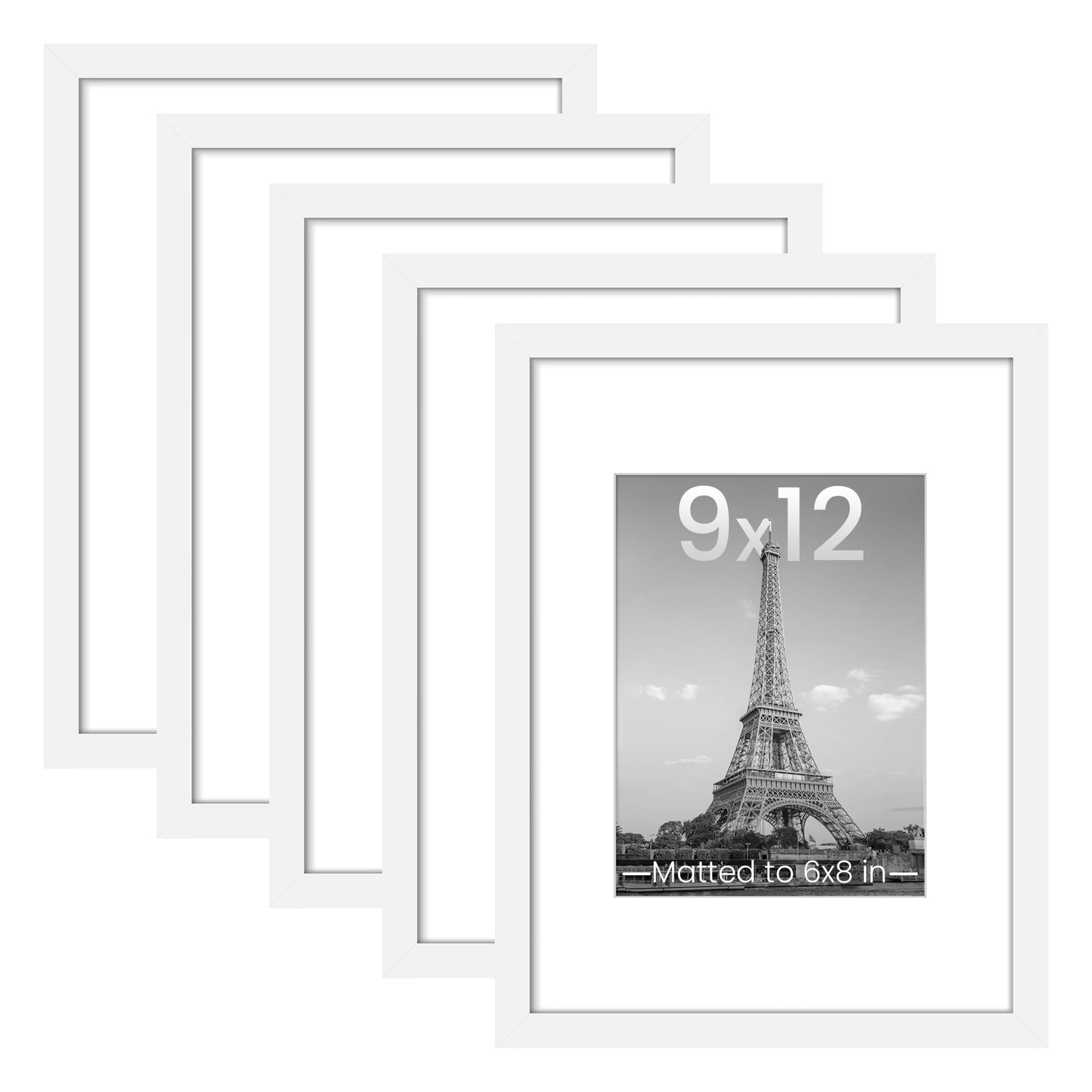 upsimples 11x14 Picture Frame Set of 5, Display Pictures 8x10 with Mat or 11x14 Without Mat, Wall Gallery Photo Frames, Black