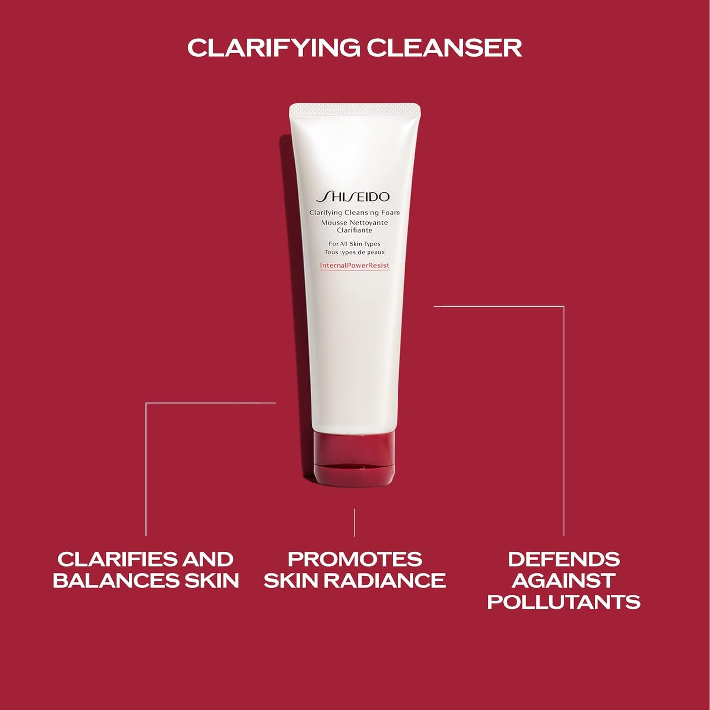 Shiseido Clarifying Cleansing Foam - 125 mL - Cleanses, Balances & Removes Impurities for Smoother, Radiant Complexion - For All Skin Types