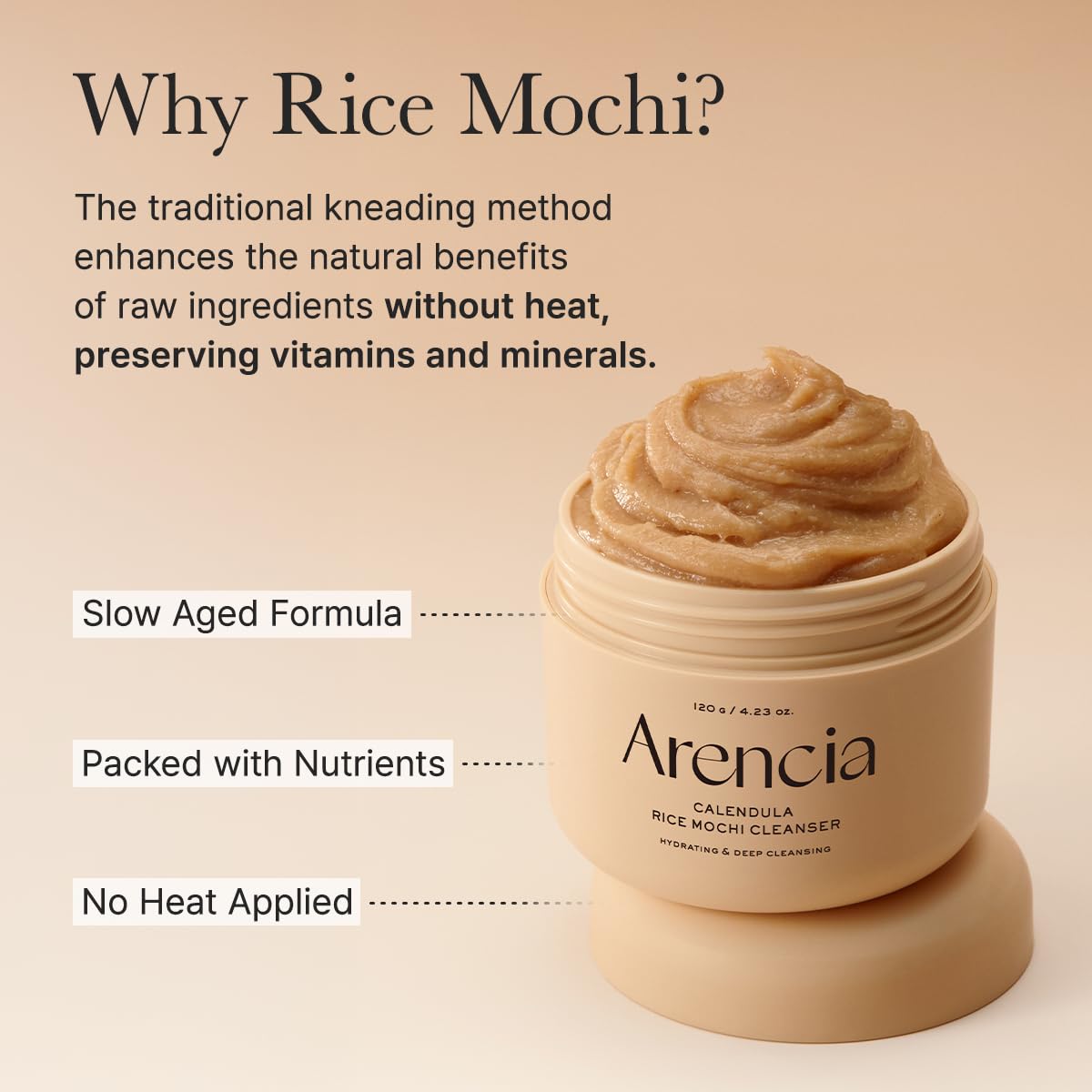 ARENCIA Korean Rice Mochi Face Cleanser - Face Wash, Gentle Scrub All in One for Deep Cleansing, Moisturizing, Pore Minimizing, Acne-Prone Skin, Removing Blackhead with Rice Water & Green Tea