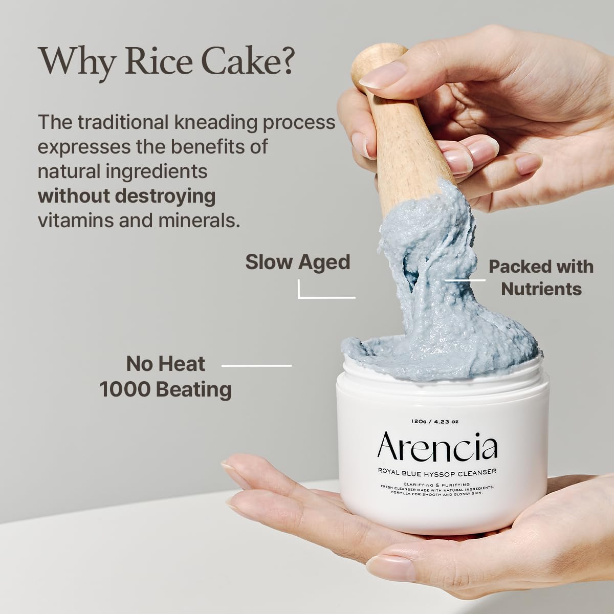 ARENCIA Korean Rice Mochi Face Cleanser - Face Wash, Gentle Scrub All in One for Deep Cleansing, Moisturizing, Pore Minimizing, Acne-Prone Skin, Removing Blackhead with Rice Water & Green Tea