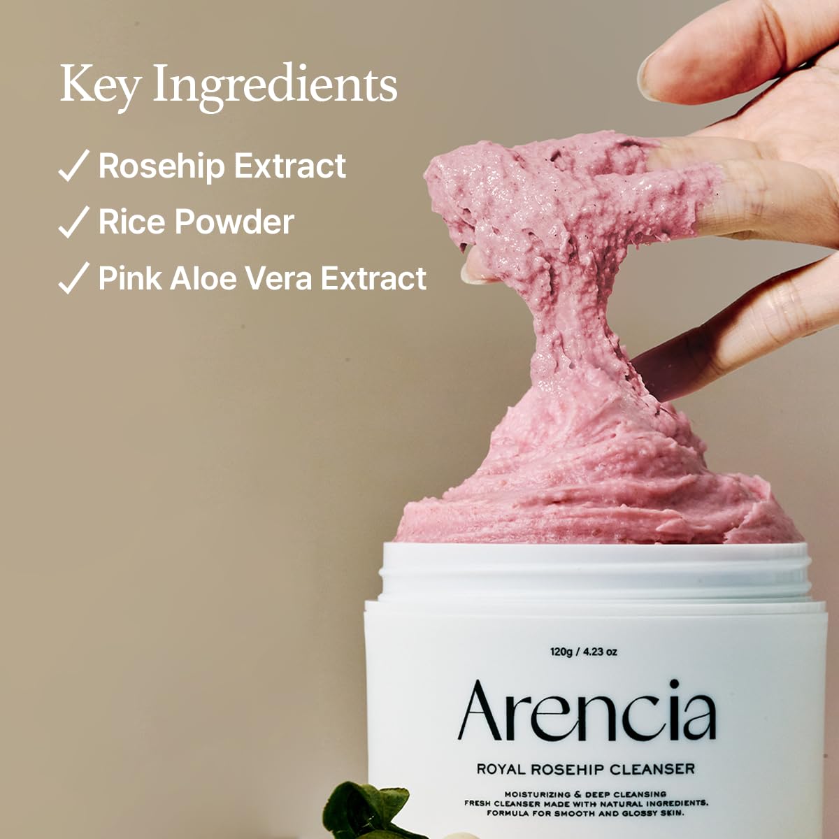 ARENCIA Korean Rice Mochi Face Cleanser - Face Wash, Gentle Scrub All in One for Deep Cleansing, Moisturizing, Pore Minimizing, Acne-Prone Skin, Removing Blackhead with Rice Water & Green Tea