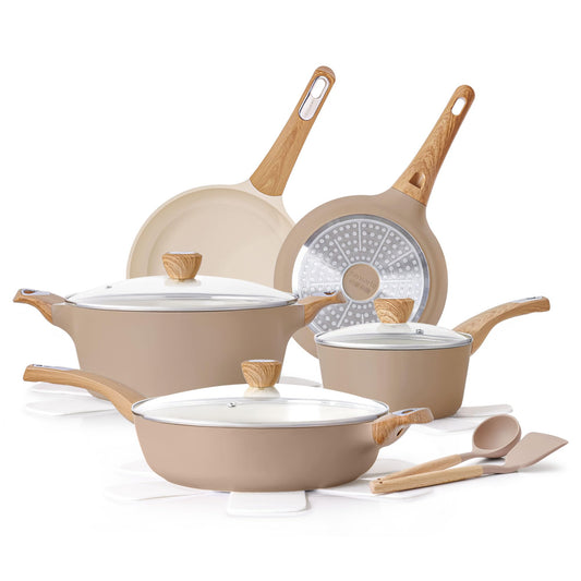 SENSARTE Ceramic Cookware Sets, Pots and Pans Set Non stick, 14-Piece Induction Cookware, Non toxic Healthy Non Stick Kitchen Cooking Set, with Frying Pans Set, PFAS PTFE PFOA PFOS Free