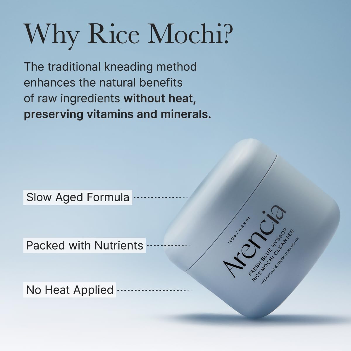 ARENCIA Korean Rice Mochi Face Cleanser - Face Wash, Gentle Scrub All in One for Deep Cleansing, Moisturizing, Pore Minimizing, Acne-Prone Skin, Removing Blackhead with Rice Water & Green Tea
